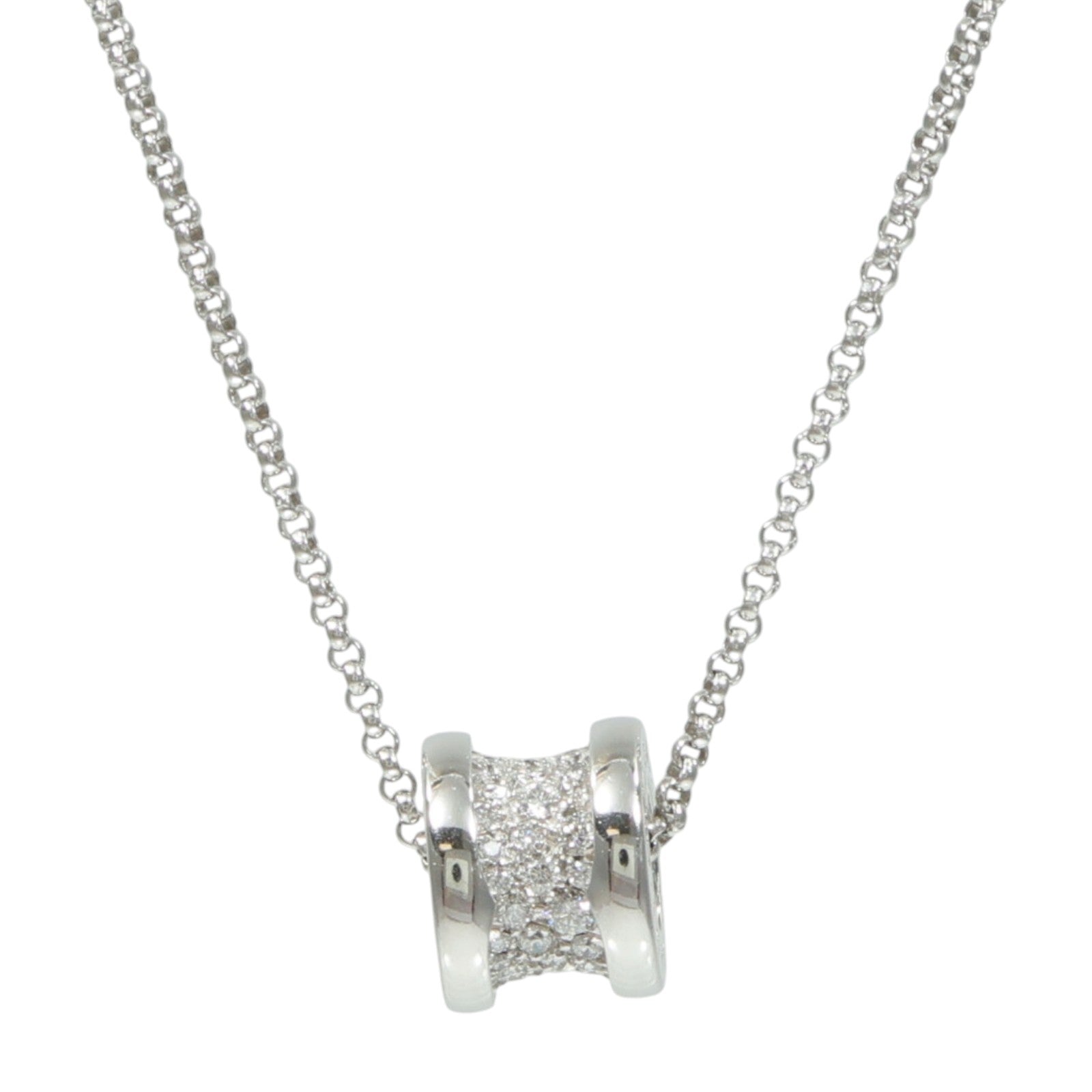 BVLGARI 18K白金B-zero1 Necklace With Pave Diamonds鑽石項鍊