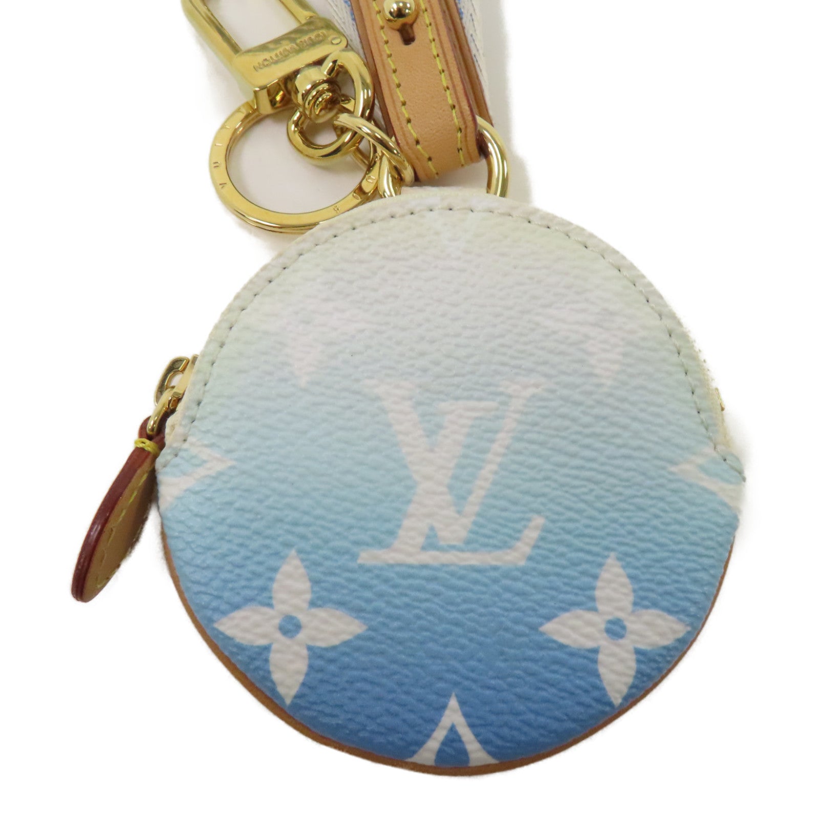 LOUIS VUITTON 【激減優惠】By The Pool Porte cles Illustre Key Holder金扣鎖匙扣白色/淺藍色