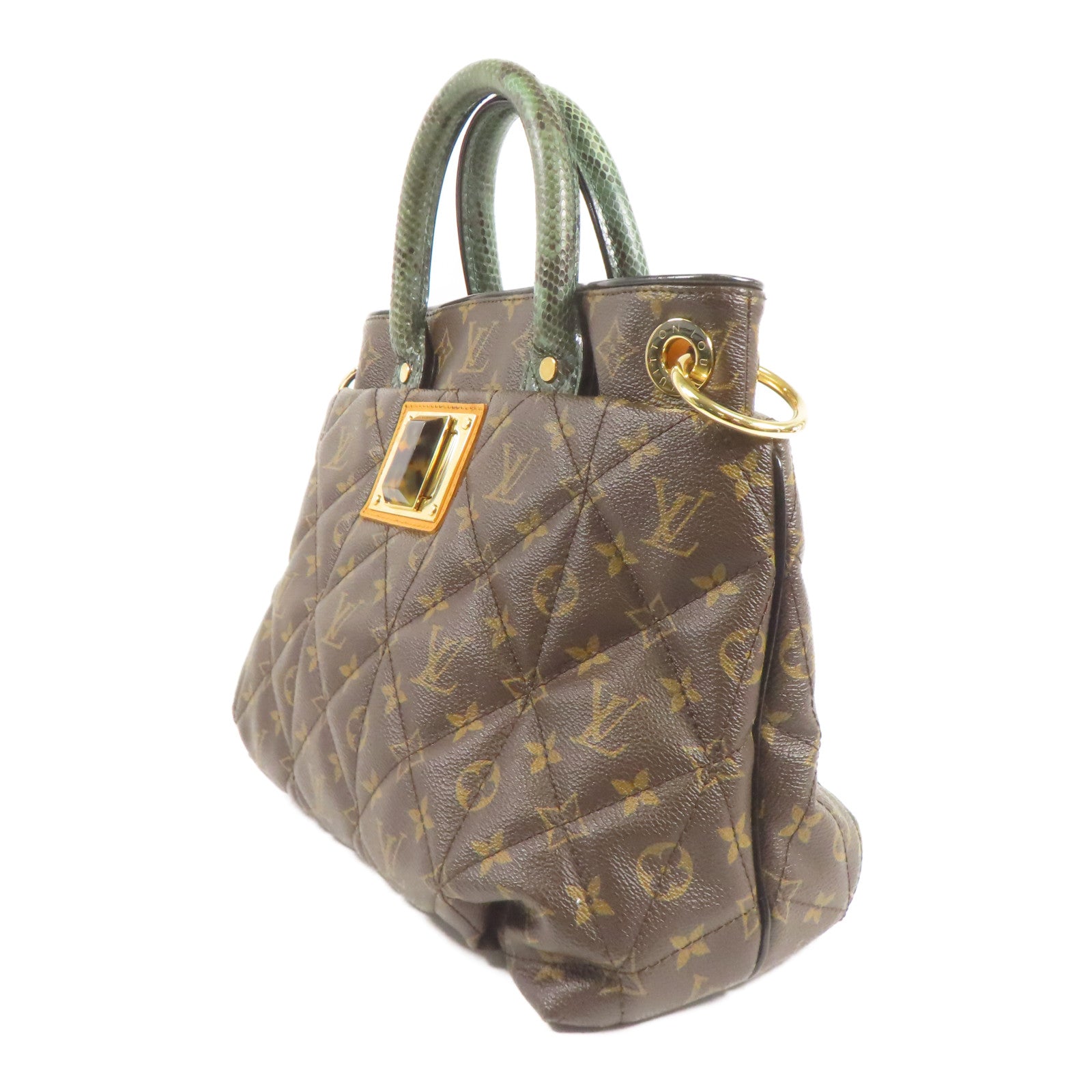 LOUIS VUITTON Monogram/鴕鳥/蛇皮皮革Etoile Exotique Limited Edition金扣手挽肩背兩用袋