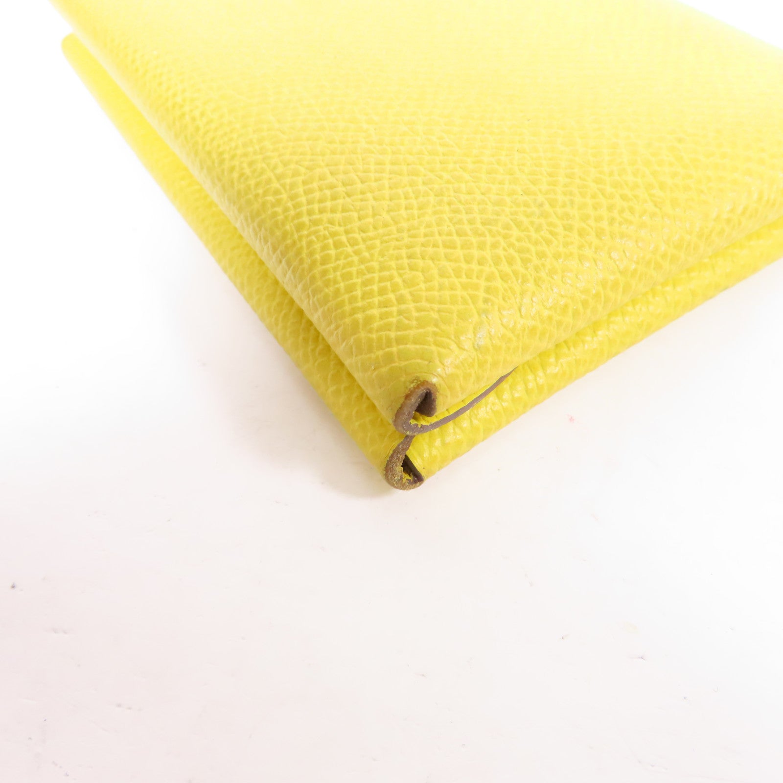 HERMES Epsom皮革Calvi Duo Compact銀扣卡片套Cumin茴香黃