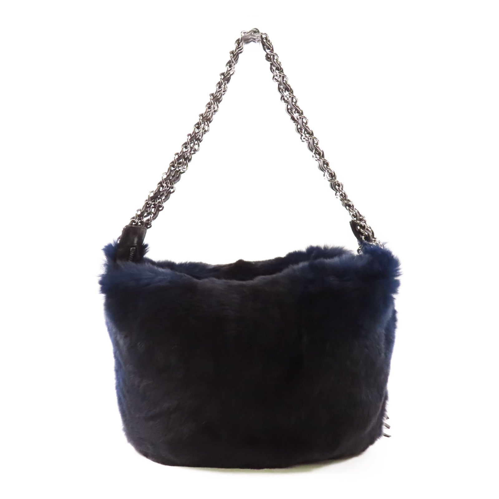 CHANEL 【激減優惠】兔毛Chain Shoulder銀扣鏈帶肩背袋