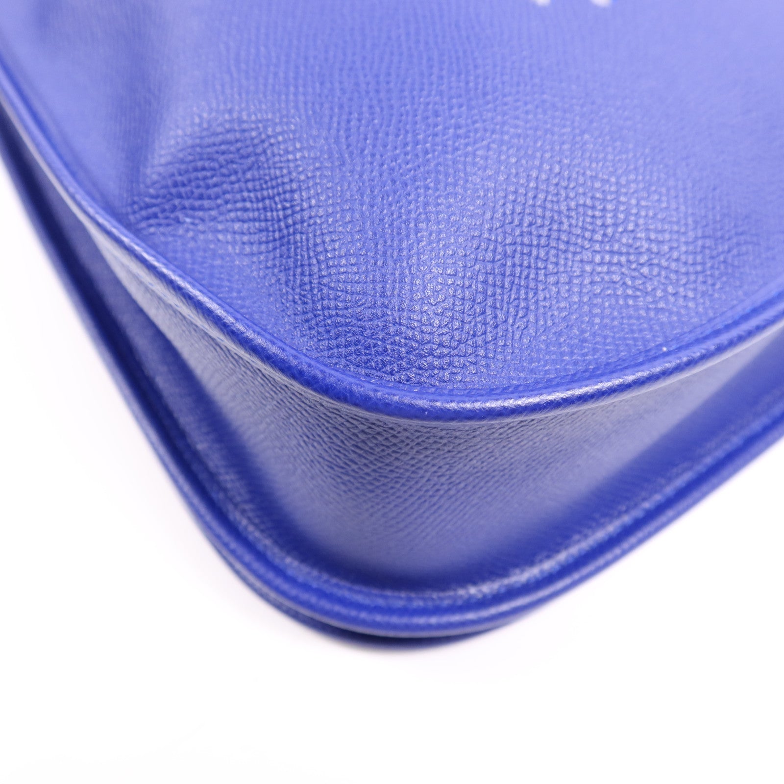 HERMES Epsom皮革Evelyne PM銀扣肩背袋Bleu Electrique