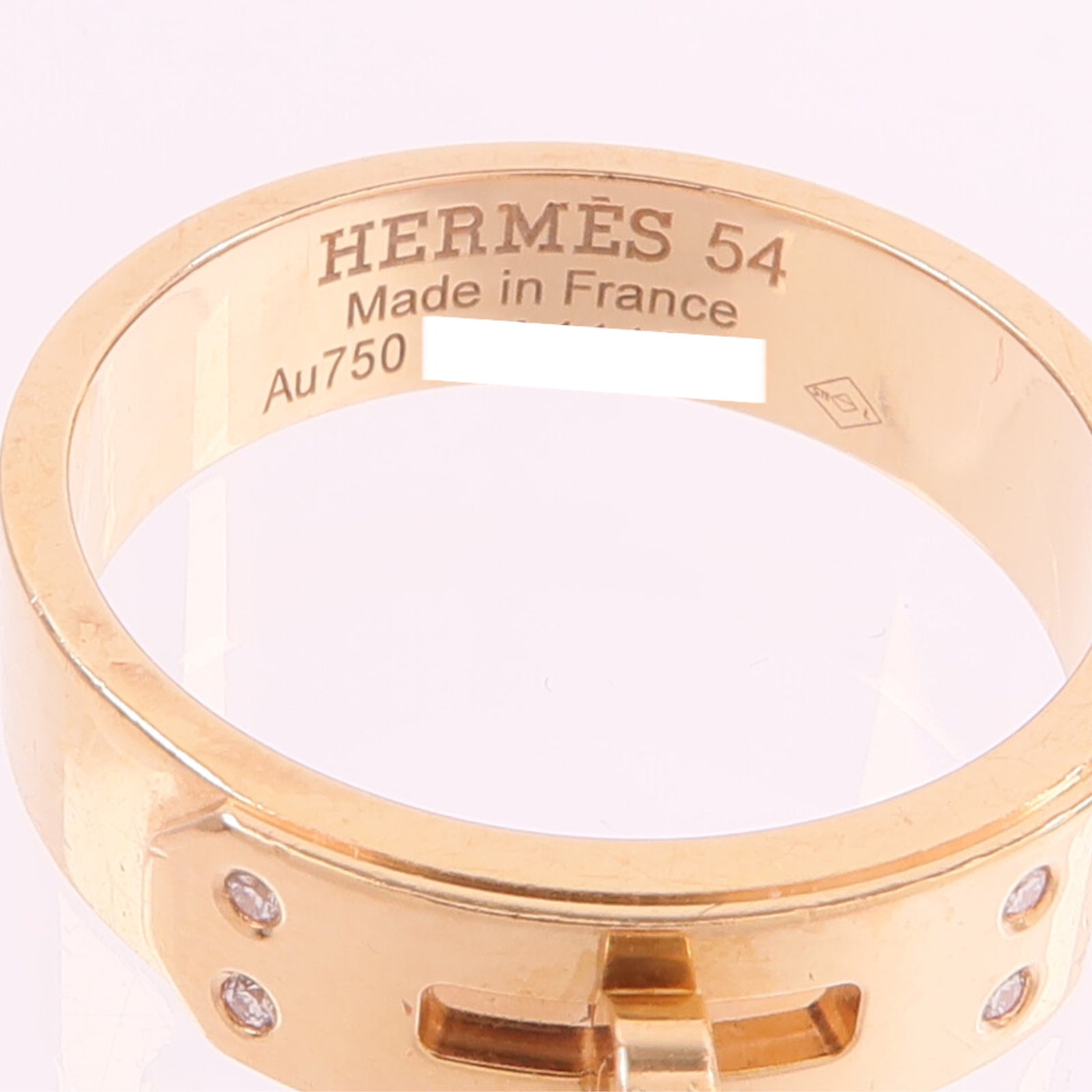 HERMES 18K玫瑰金Kelly Ring鑽石戒指