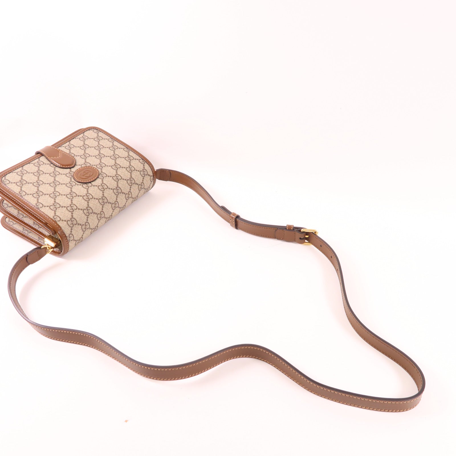 GUCCI GG GHW Shoulder Bag 67620.525040 PVC Coated Canvas Brown