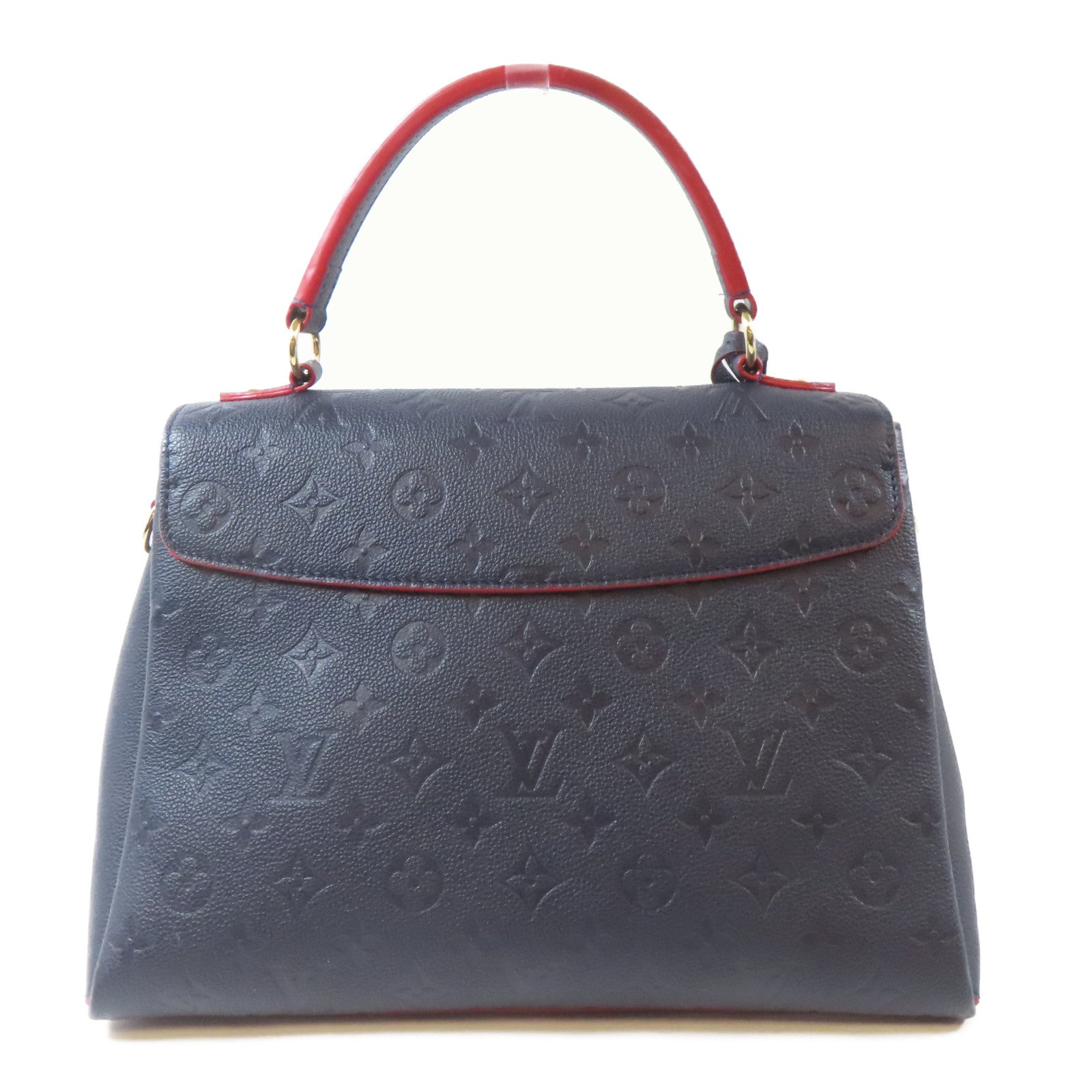 LOUIS VUITTON Monogram Empreinte Georges MM金扣手挽肩背兩用袋深藍色