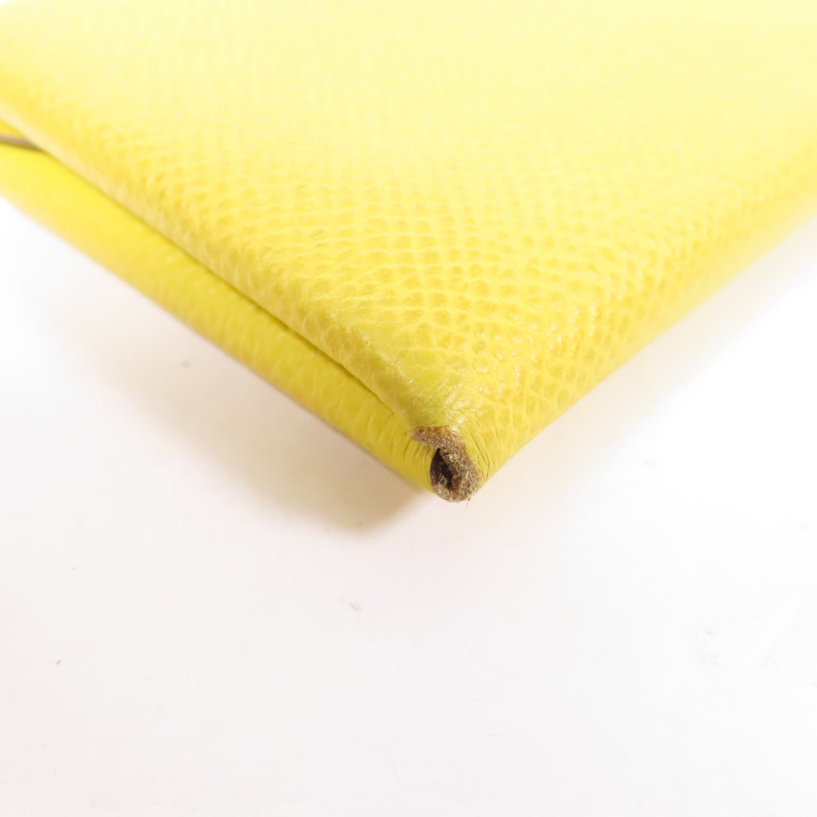 HERMES Epsom皮革Calvi Duo Compact銀扣卡片套Cumin茴香黃