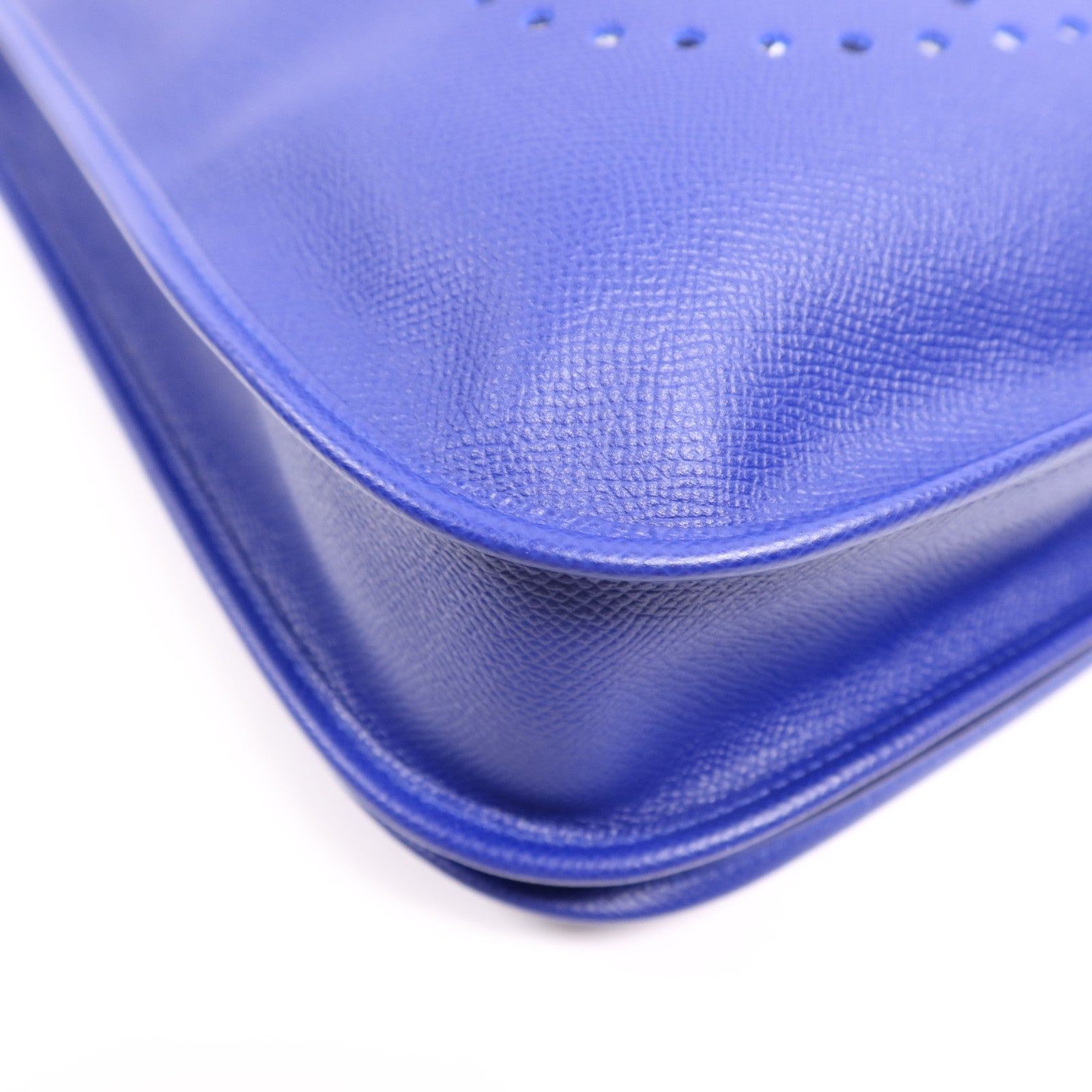 HERMES Epsom皮革Evelyne PM銀扣肩背袋Bleu Electrique