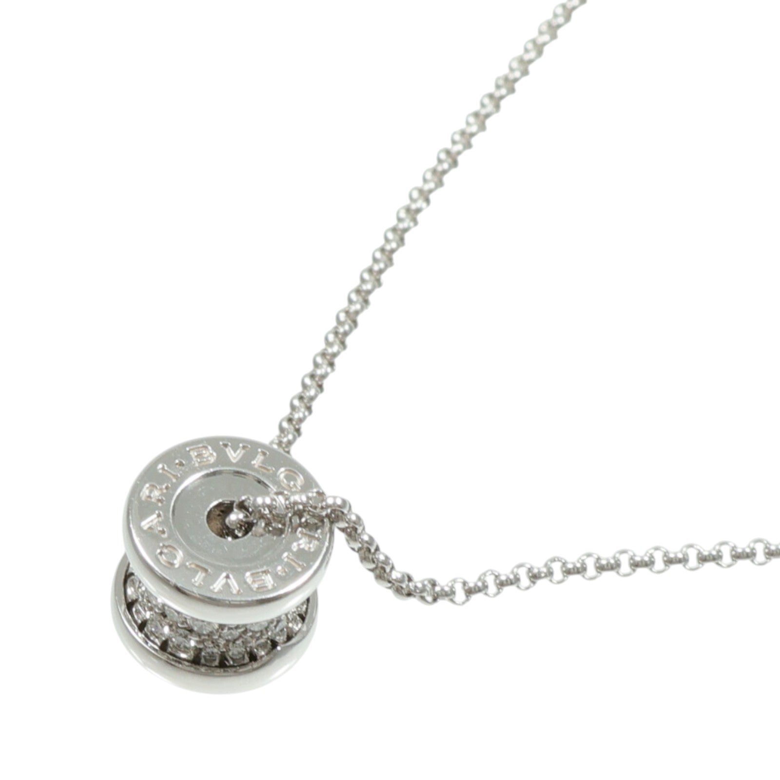 BVLGARI 18K白金B-zero1 Necklace With Pave Diamonds鑽石項鍊