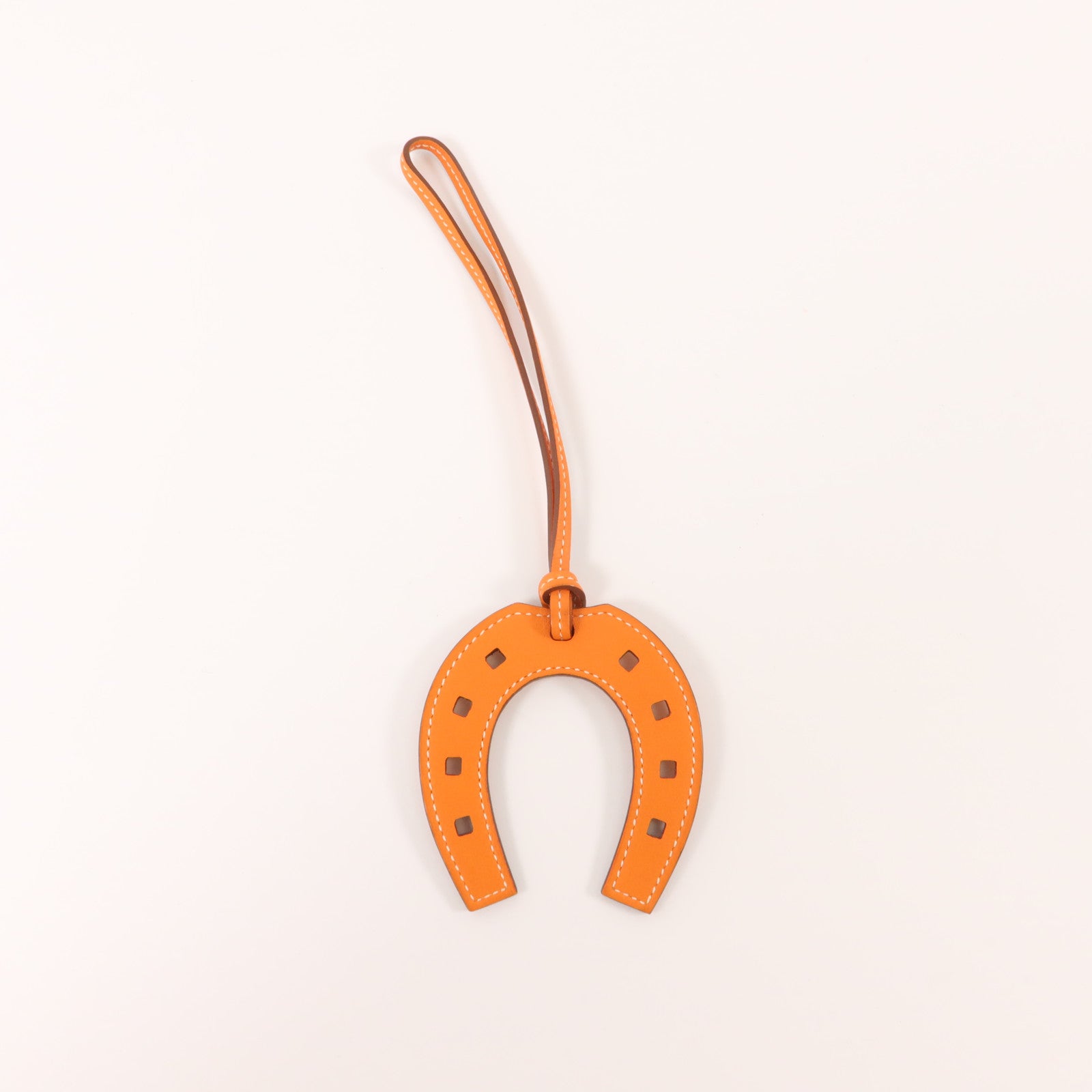 HERMES Swift皮革Padlock Horseshoe Charm掛飾Orange