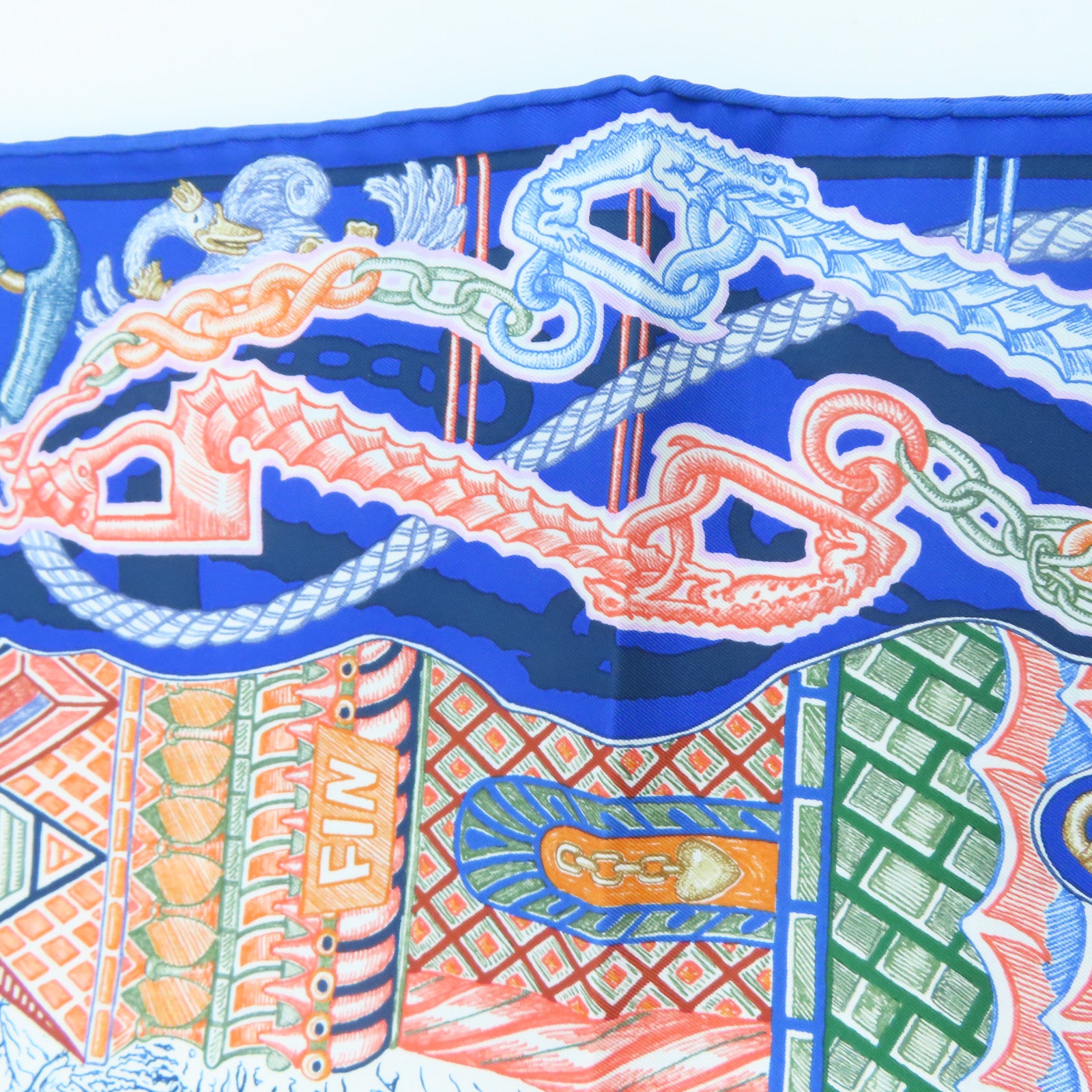 HERMES 【激減優惠】絲質Scarf絲巾藍色/啡色/橙色/米色