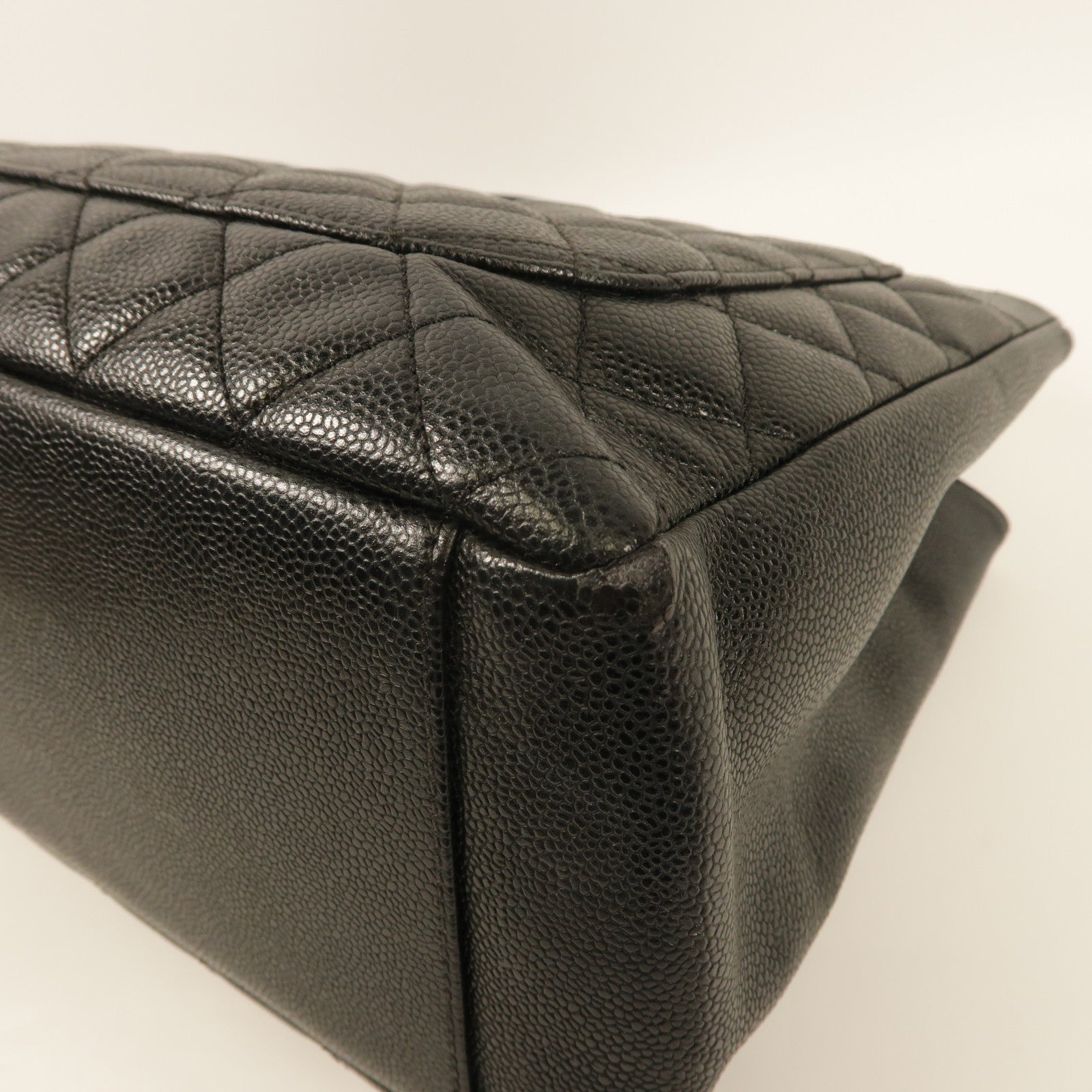 CHANEL 牛皮皮革Grand Shopping Tote Bag銀扣鏈帶肩背袋