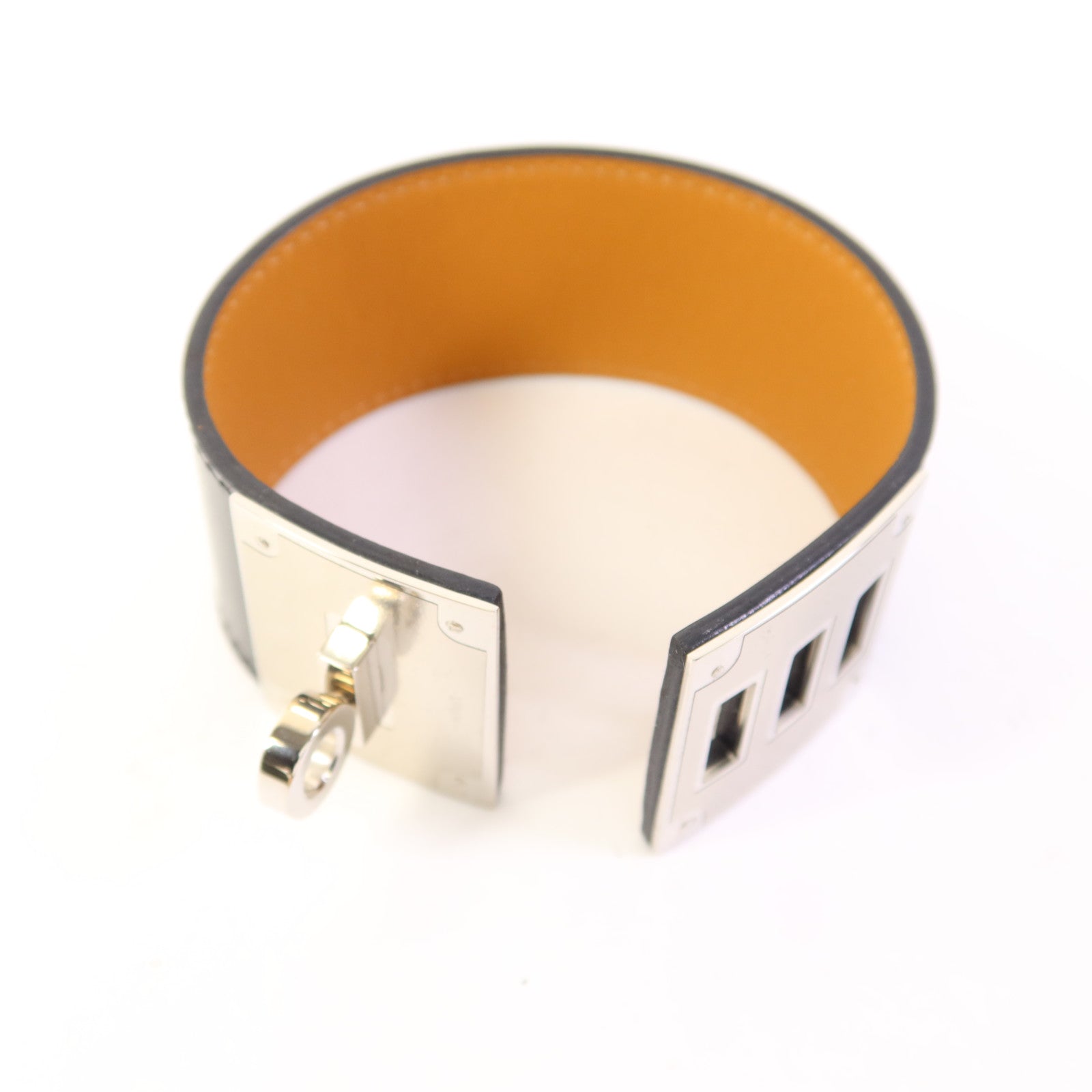 HERMES 皮革Kelly Dog銀扣手鐲