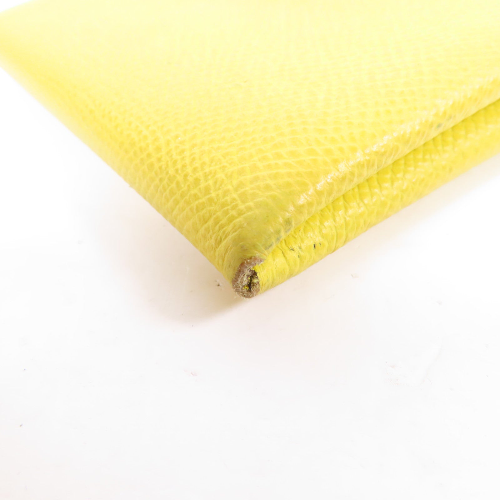 HERMES 【激減優惠】Epsom皮革Calvi Duo Compact銀扣卡片套Cumin茴香黃