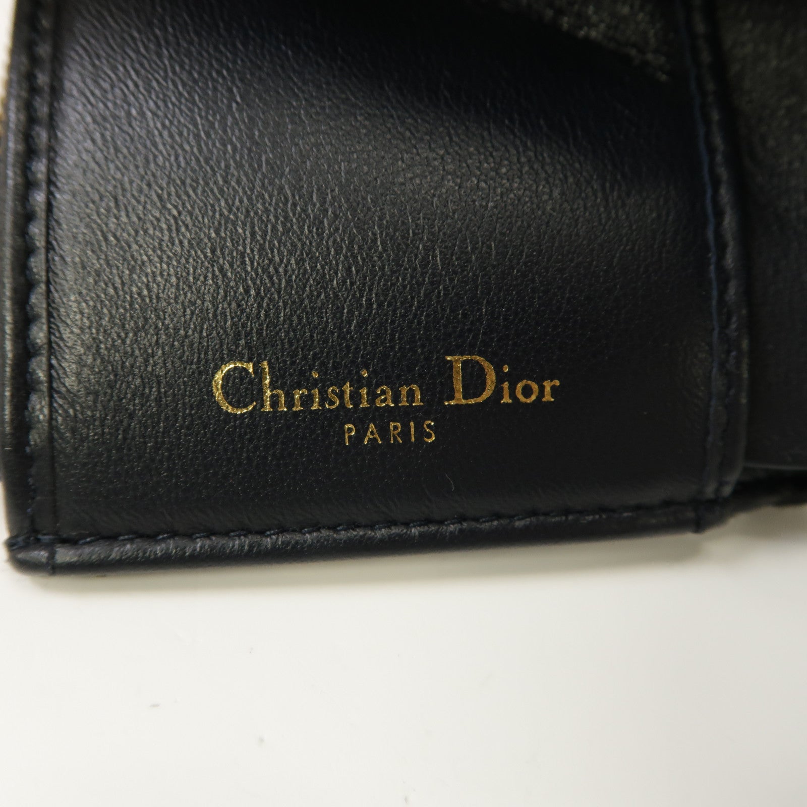 Dior 帆布Saddle Lotus Wallet金扣折疊錢包藍色