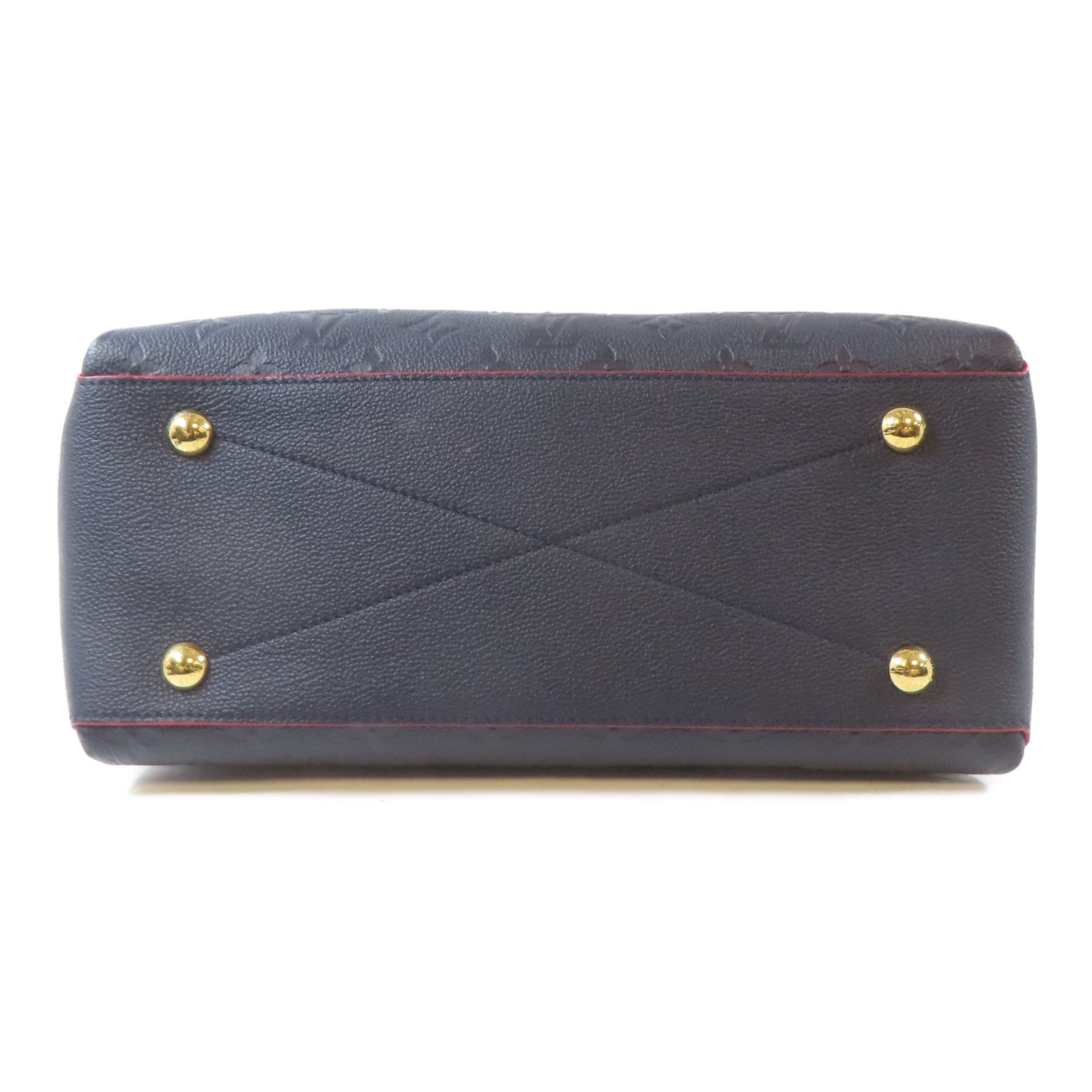 LOUIS VUITTON Monogram Empreinte Georges MM金扣手挽肩背兩用袋深藍色