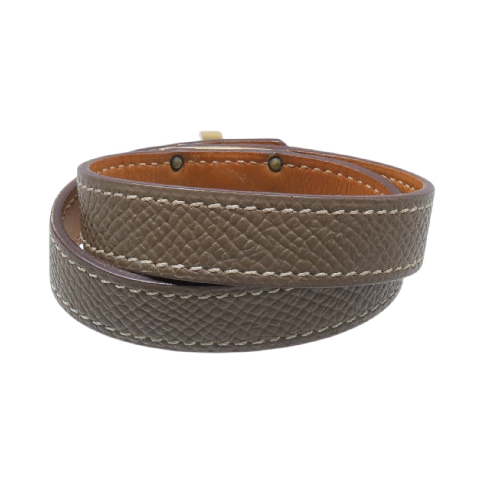 HERMES Epsom皮革/金屬Kelly Double Tour Bracelet手鏈Etoupe