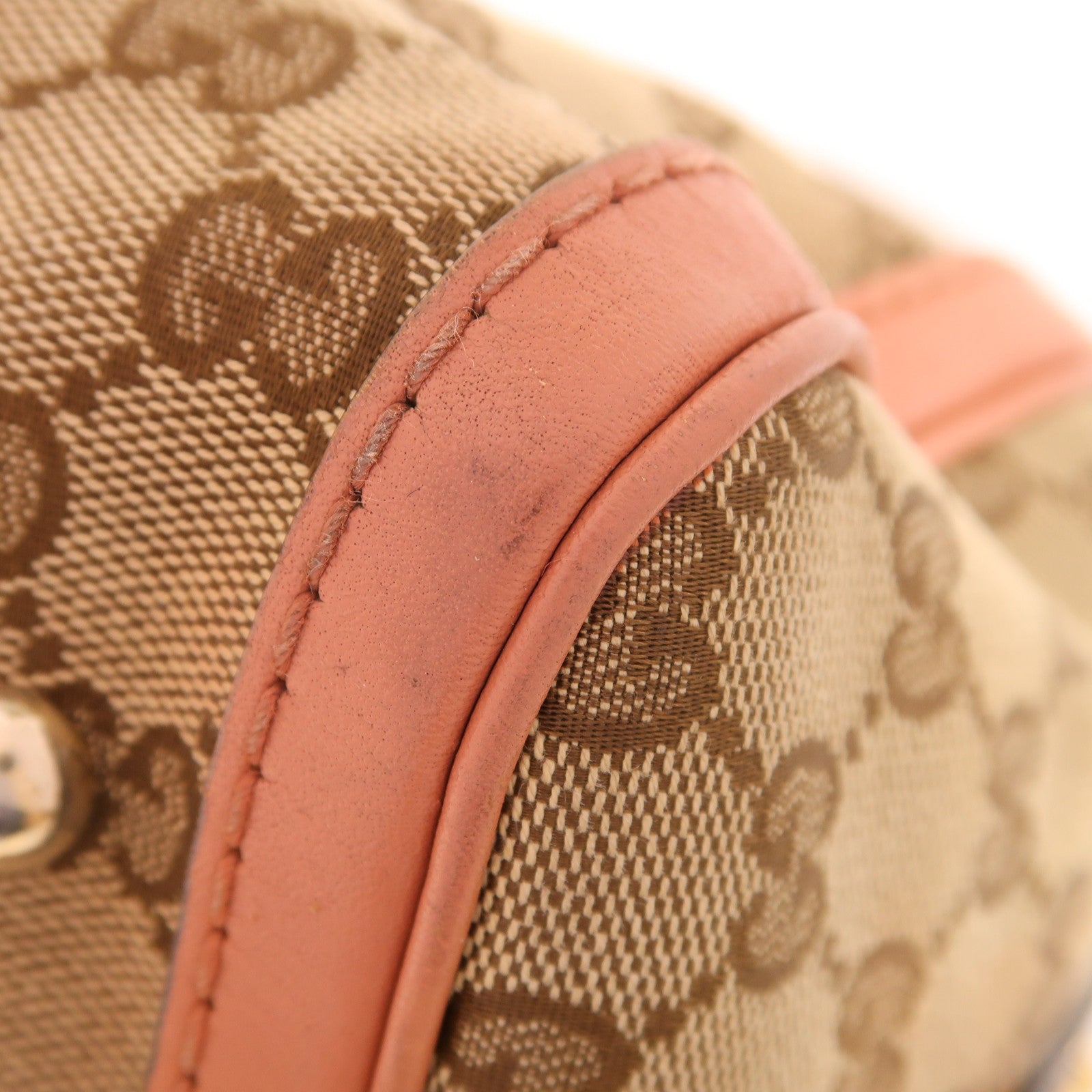 GUCCI GG帆布Shoulder Bag金扣手挽肩背兩用袋啡色/粉紅色