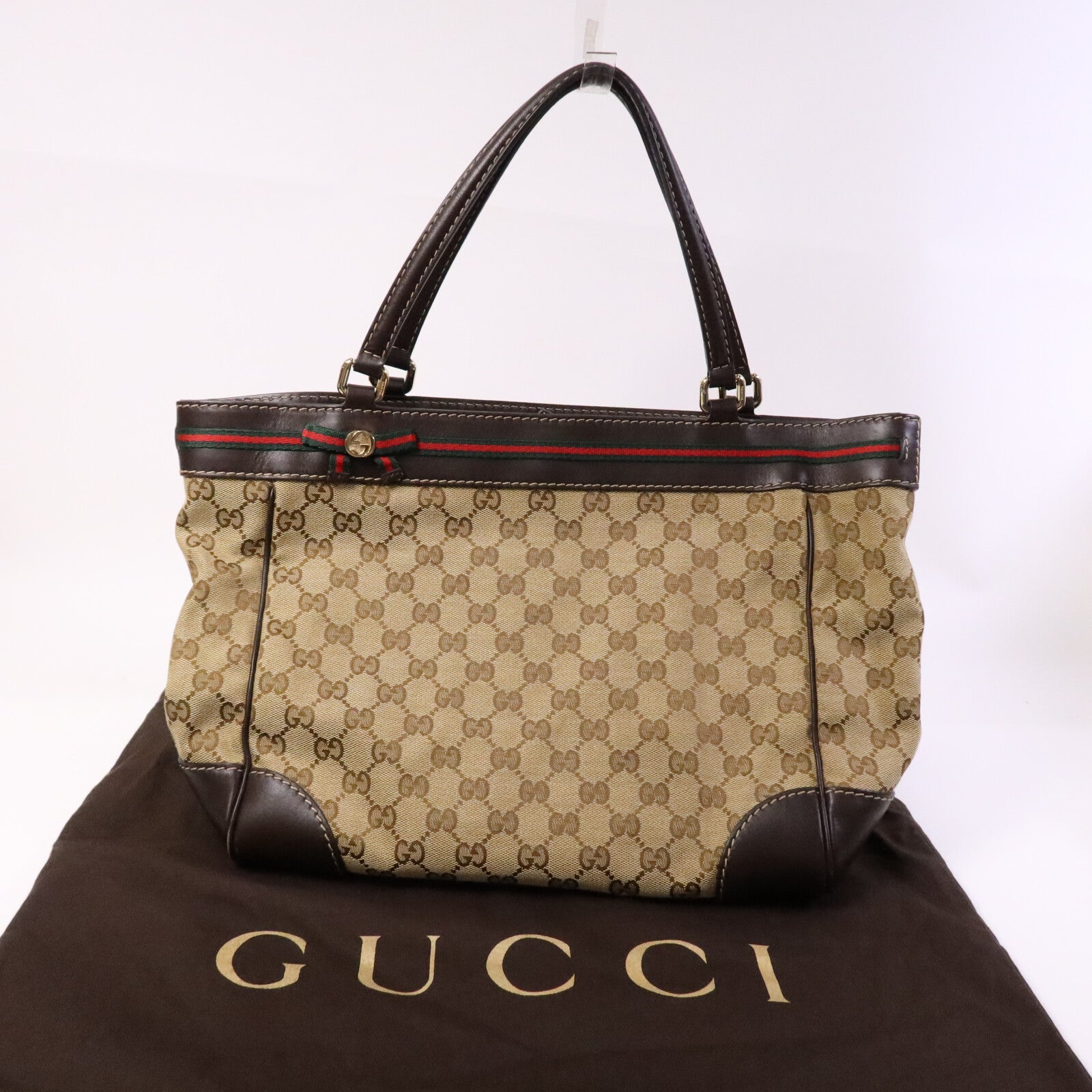 GUCCI 帆布Tote Bag金扣手挽袋