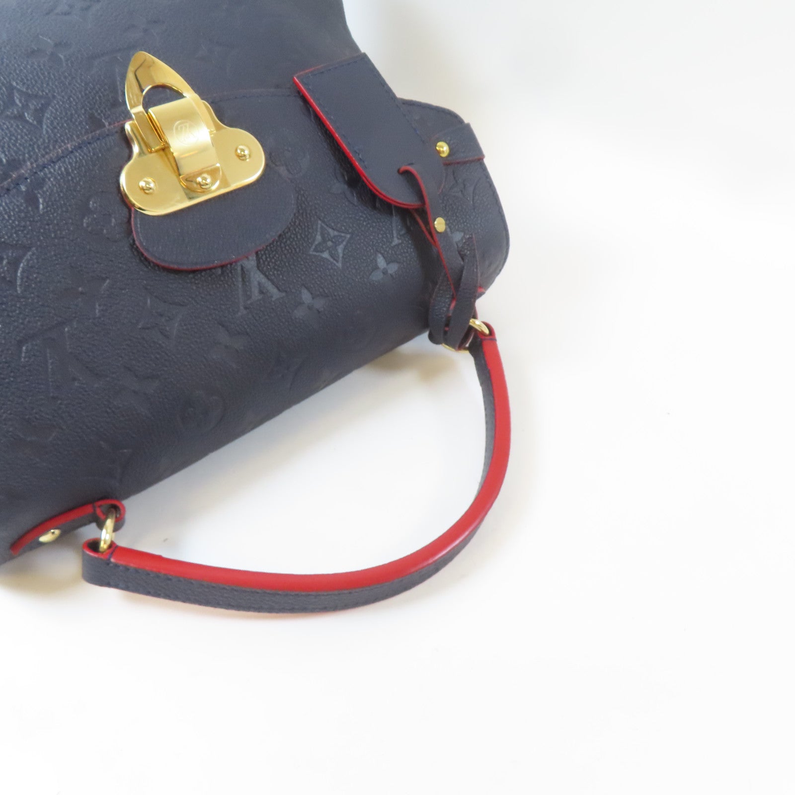 LOUIS VUITTON Monogram Empreinte Georges MM金扣手挽肩背兩用袋深藍色