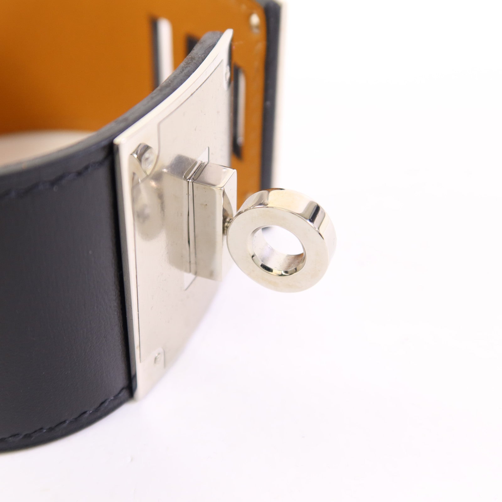 HERMES 皮革Kelly Dog銀扣手鐲