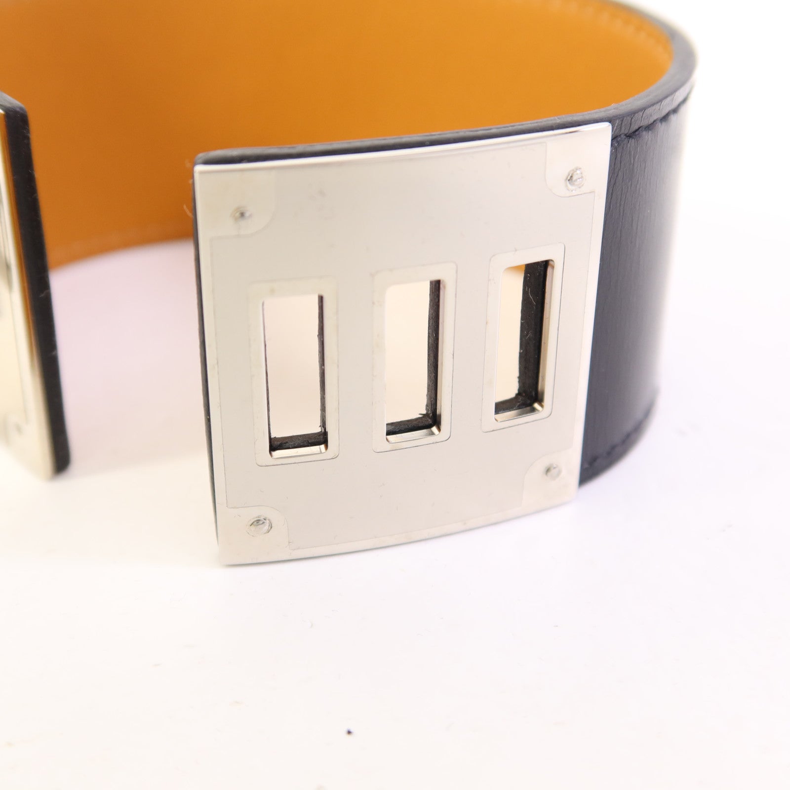 HERMES 皮革Kelly Dog銀扣手鐲