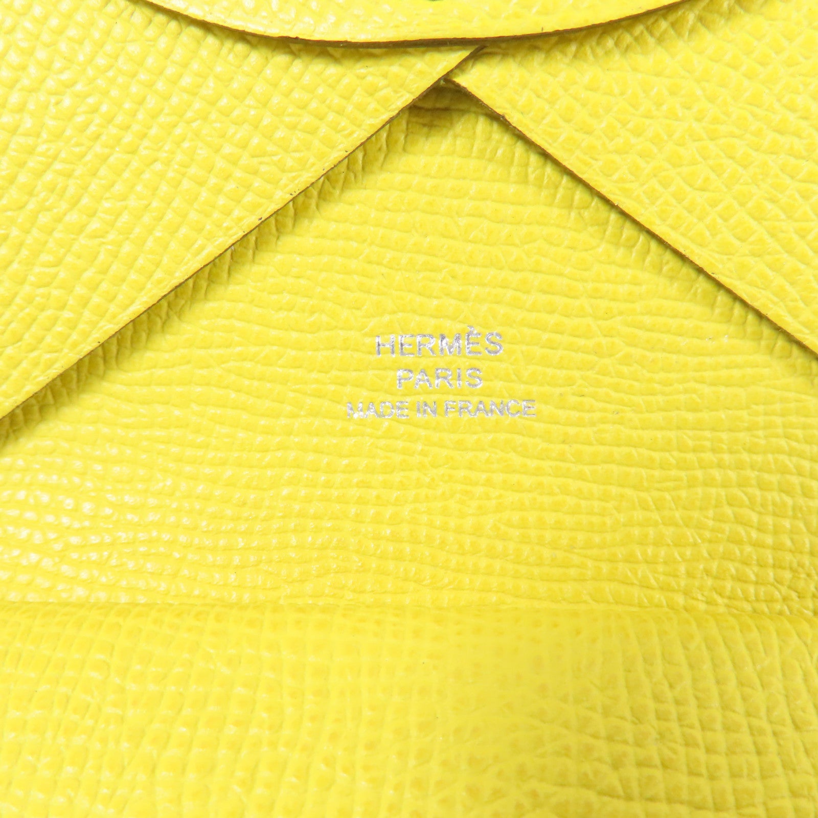 HERMES 【激減優惠】Epsom皮革Calvi Duo Compact銀扣卡片套Cumin茴香黃