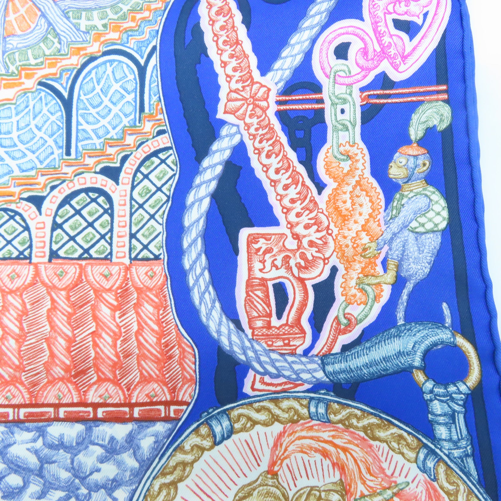 HERMES 【激減優惠】絲質Scarf絲巾藍色/啡色/橙色/米色