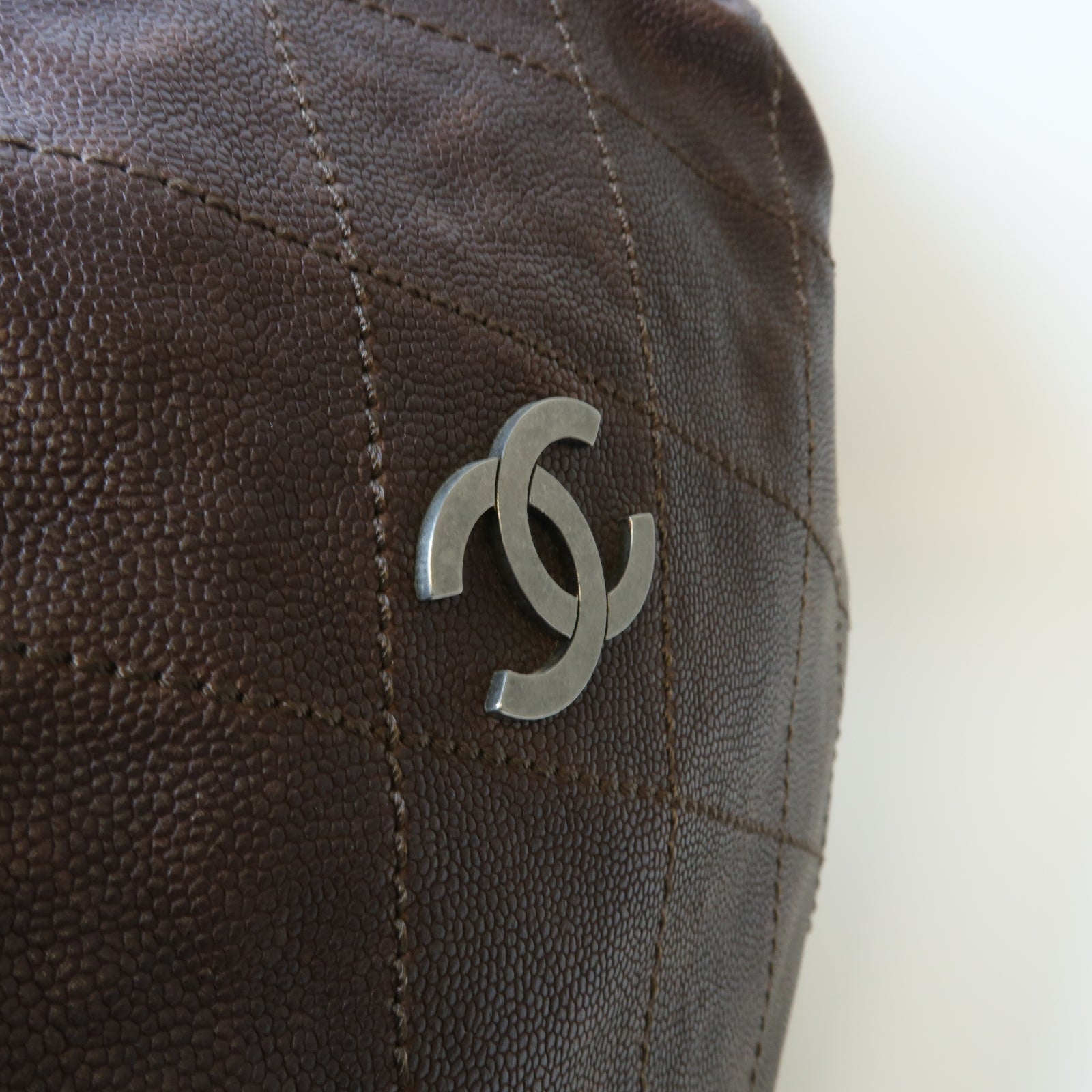 CHANEL 【激減優惠】菱格Caviar皮革Shoulder Bag銀扣肩背袋啡色