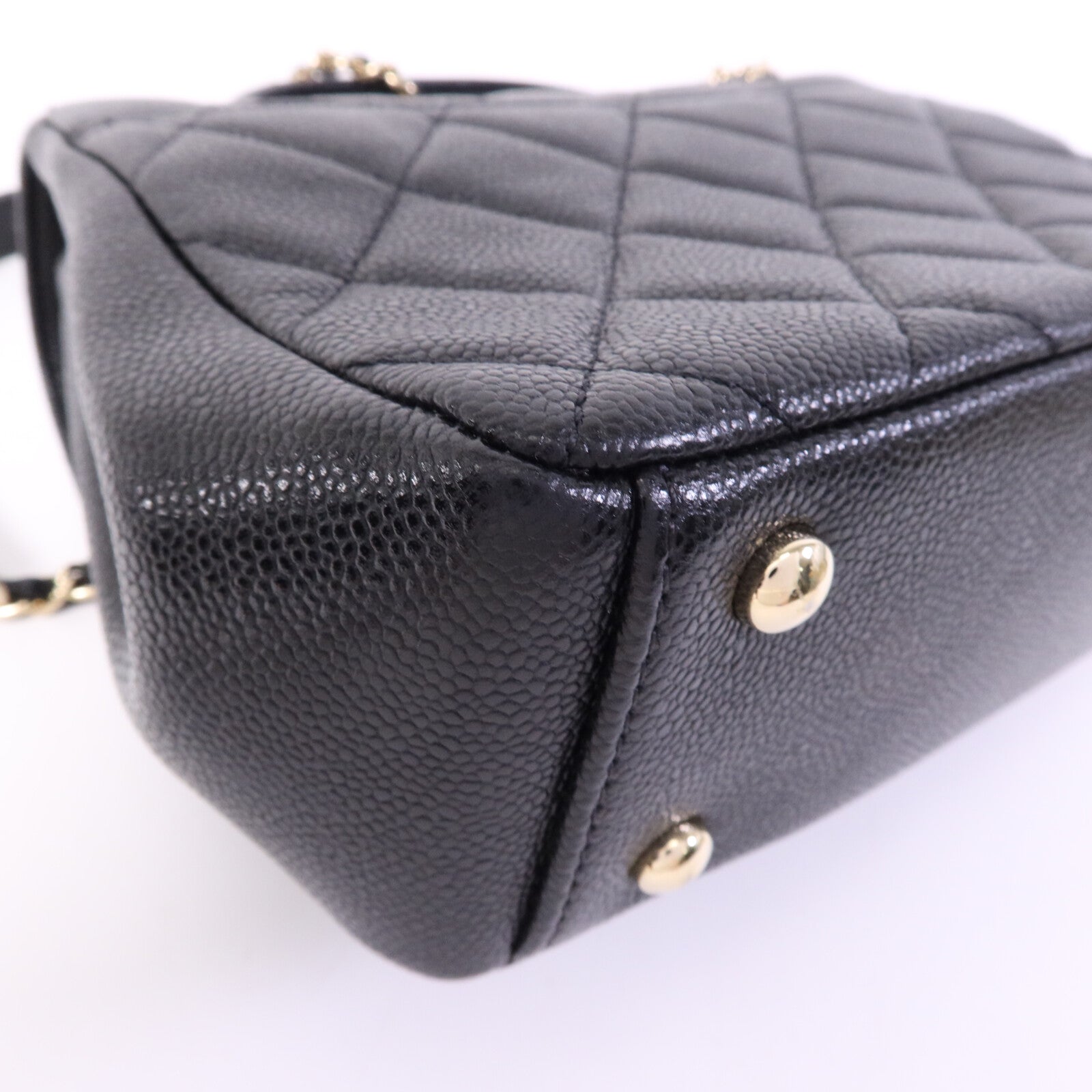 CHANEL 牛皮皮革Business Affinity Small金扣鏈帶手挽肩背兩用袋