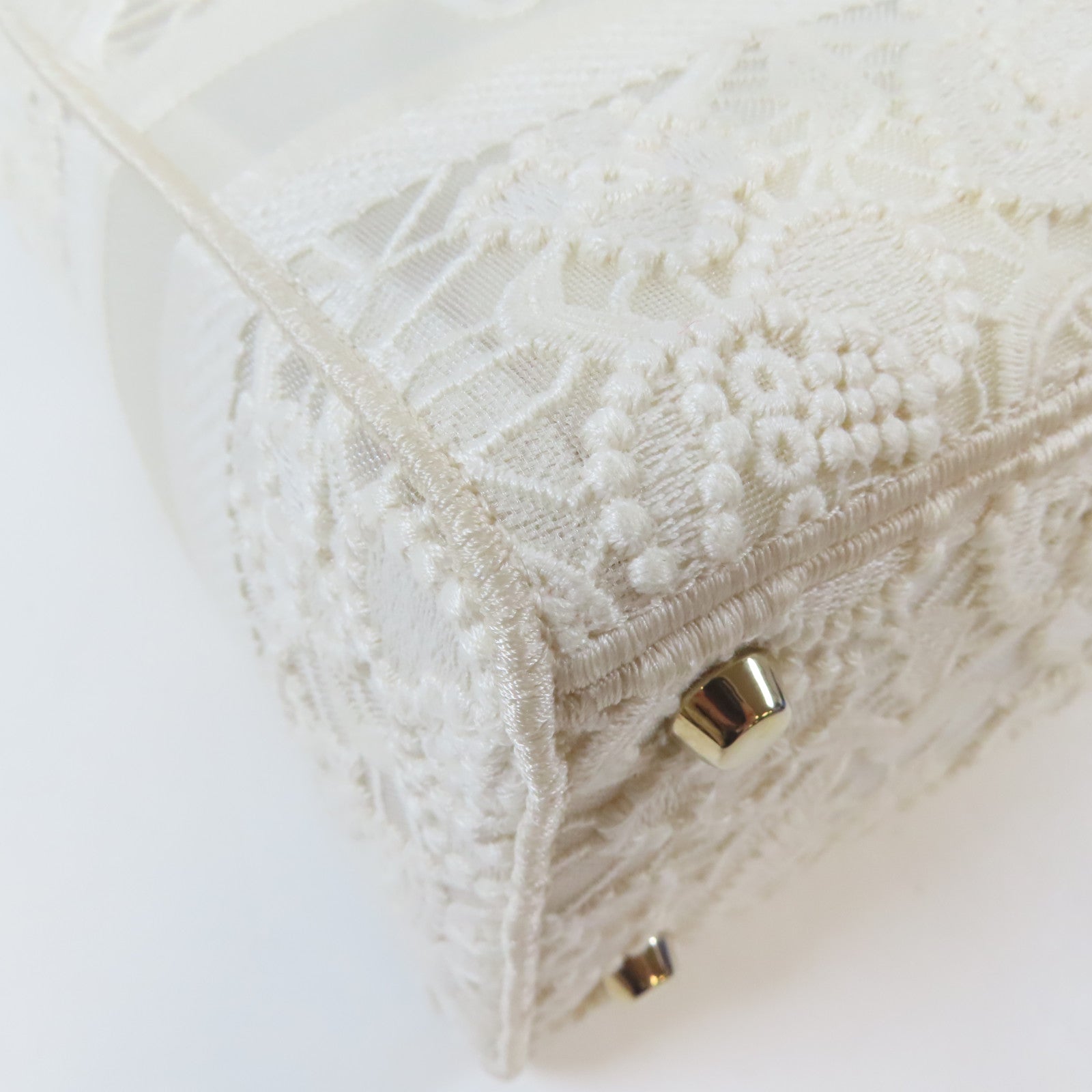 Dior 布料Lady Dior Shoulder金扣手挽肩背兩用袋白色