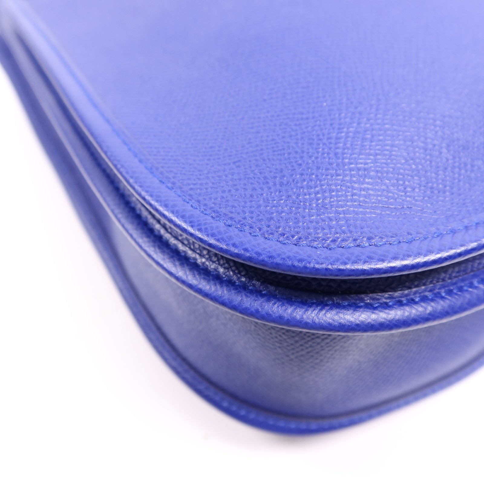 HERMES Epsom皮革Evelyne PM銀扣肩背袋Bleu Electrique