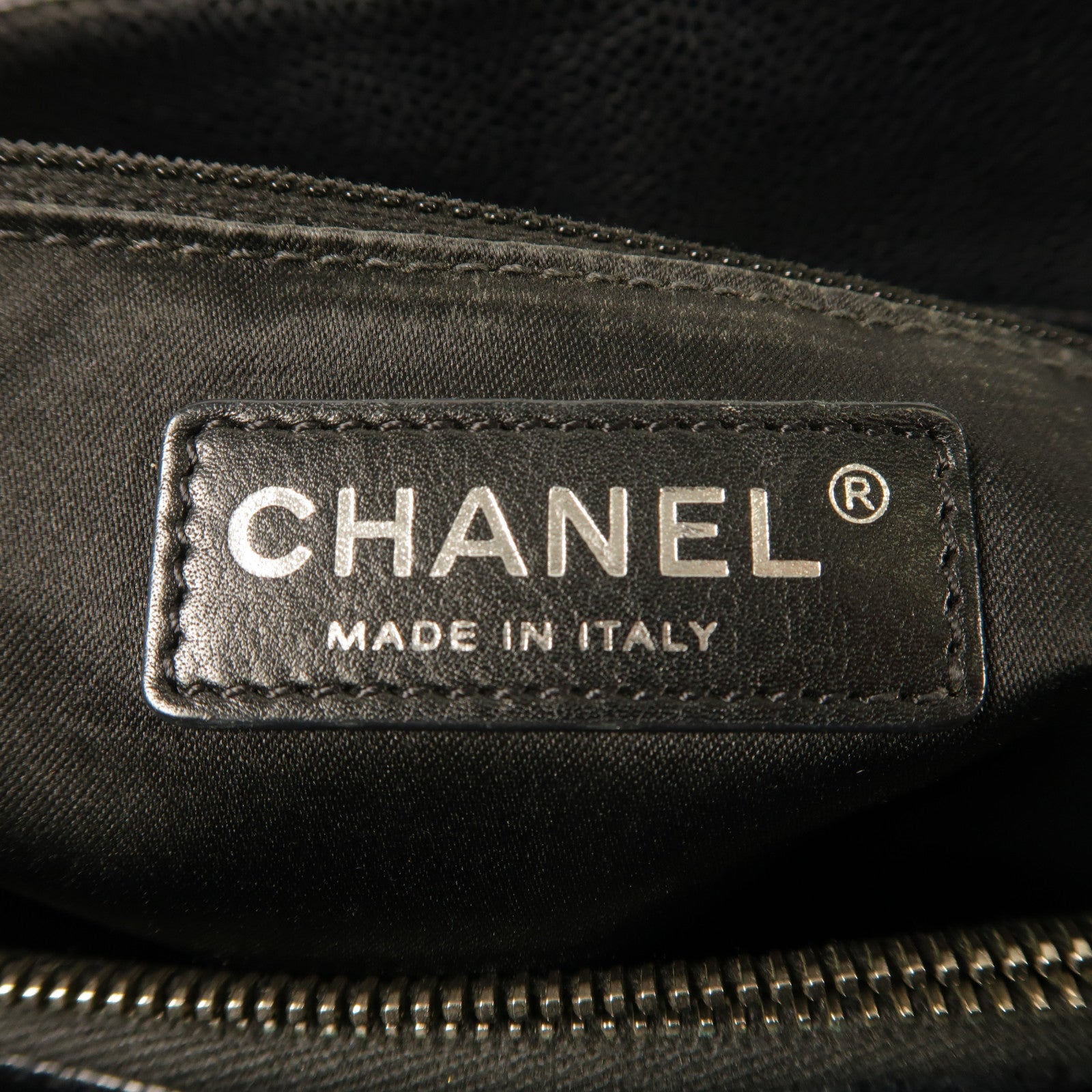 CHANEL 牛皮皮革Grand Shopping Tote Bag銀扣鏈帶肩背袋