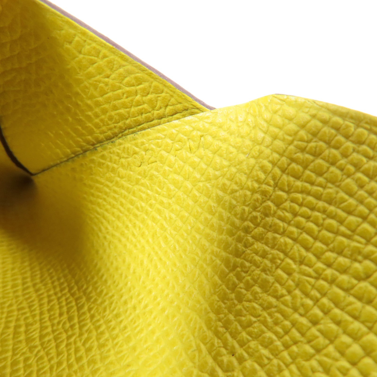 HERMES Epsom皮革Calvi Duo Compact銀扣卡片套Cumin茴香黃