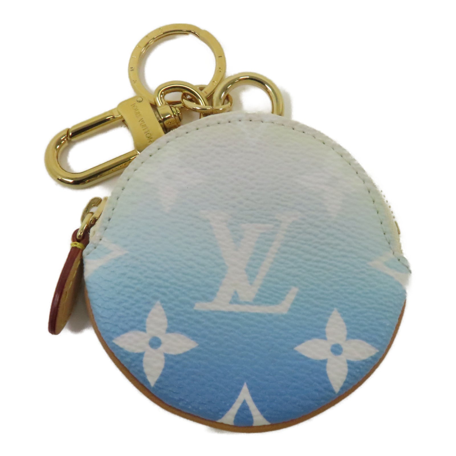 LOUIS VUITTON 【激減優惠】By The Pool Porte cles Illustre Key Holder金扣鎖匙扣白色/淺藍色