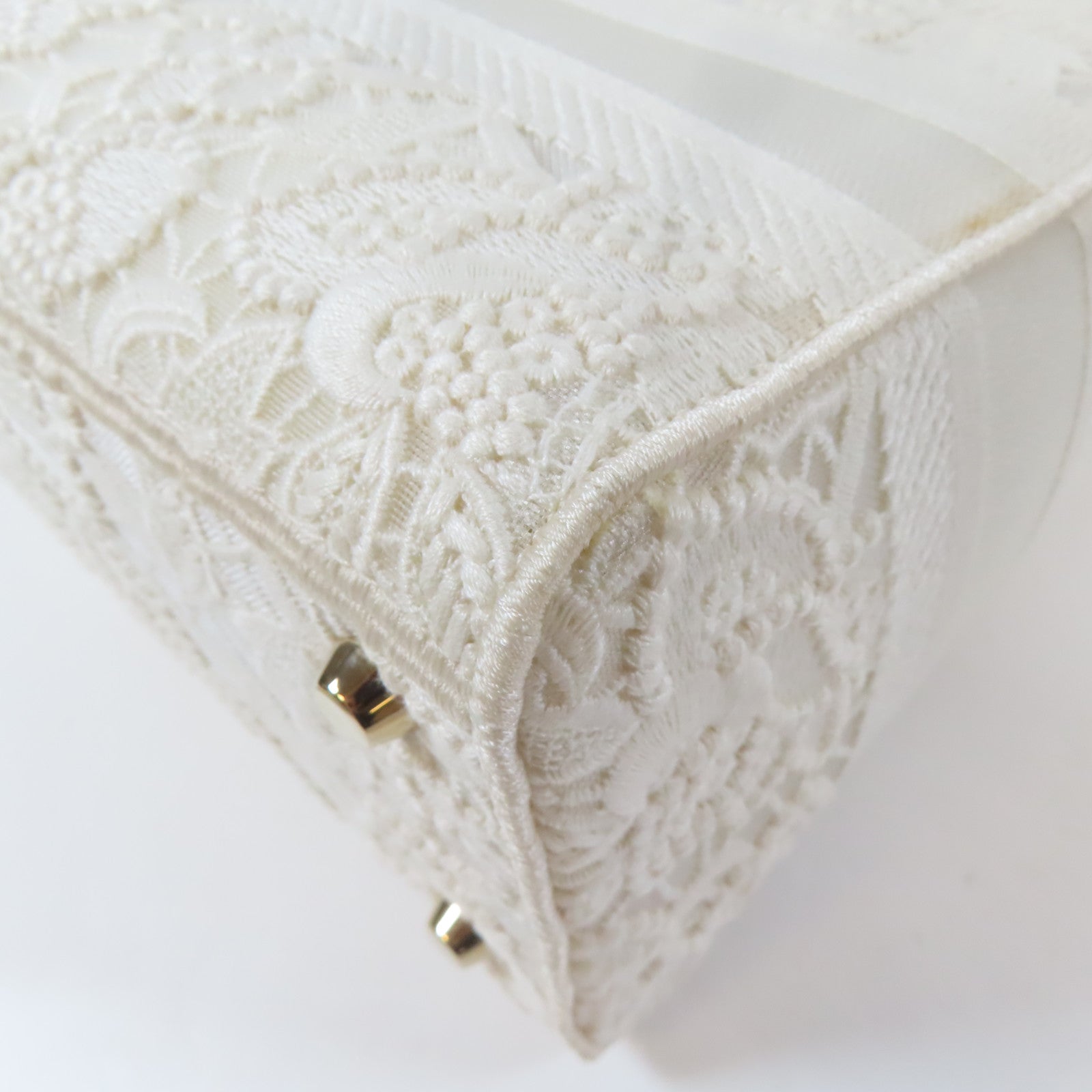 Dior 布料Lady Dior Shoulder金扣手挽肩背兩用袋白色