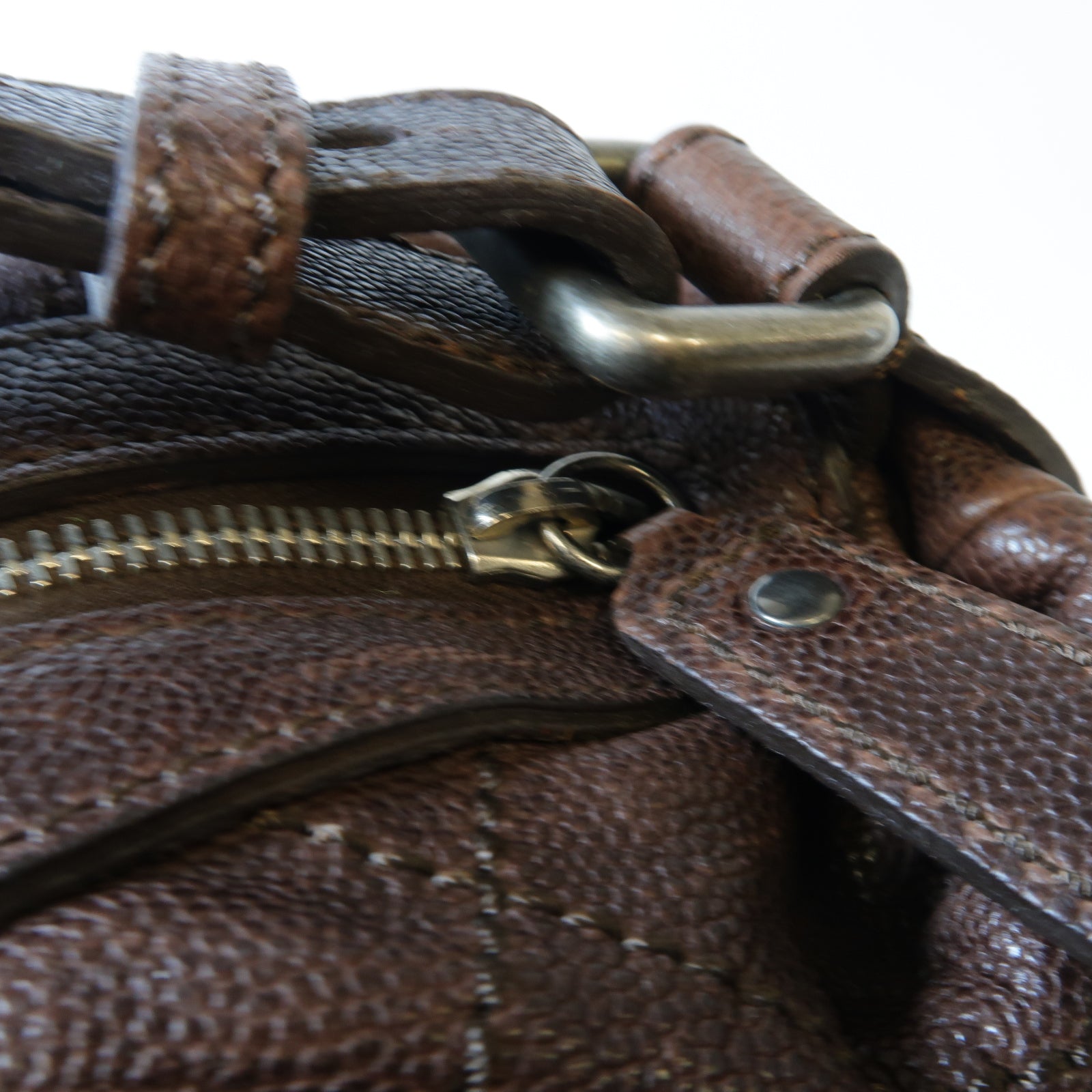 CHANEL 【激減優惠】菱格Caviar皮革Shoulder Bag銀扣肩背袋啡色