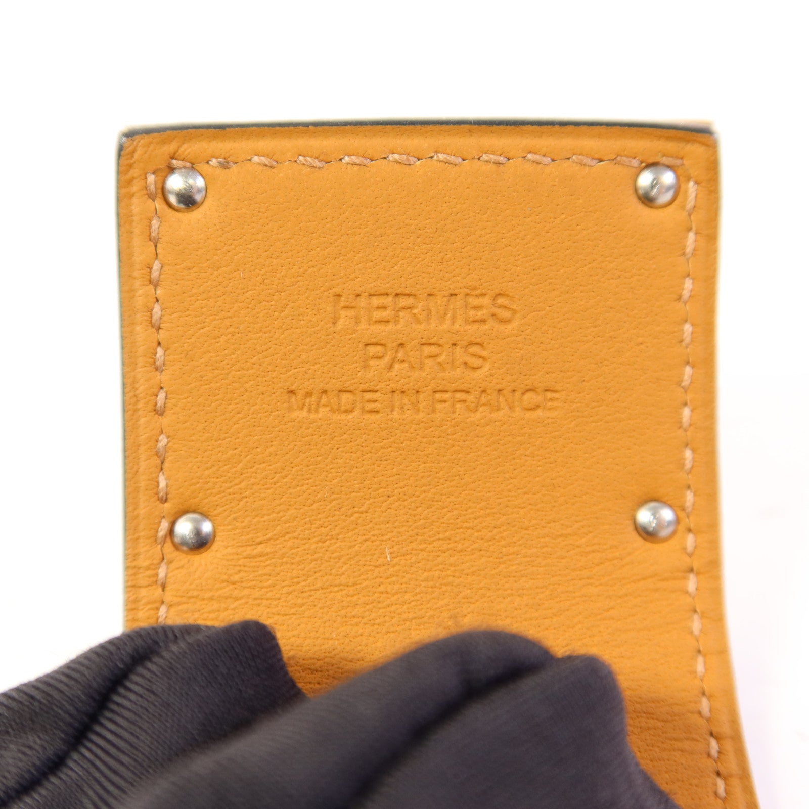 HERMES 皮革Kelly Dog銀扣手鐲