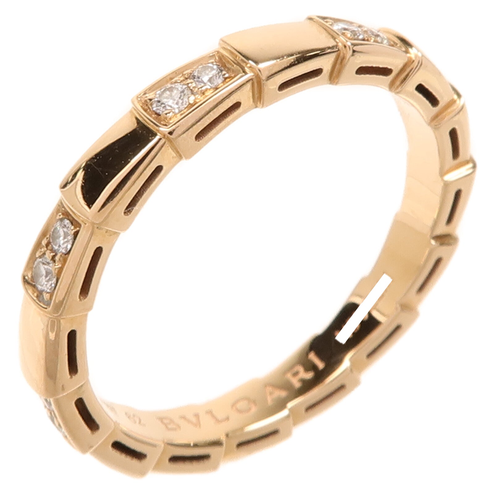 BVLGARI 18K玫瑰金Diamond Serpenti Viper Ring鑽石戒指Bvlgari#62/US#10