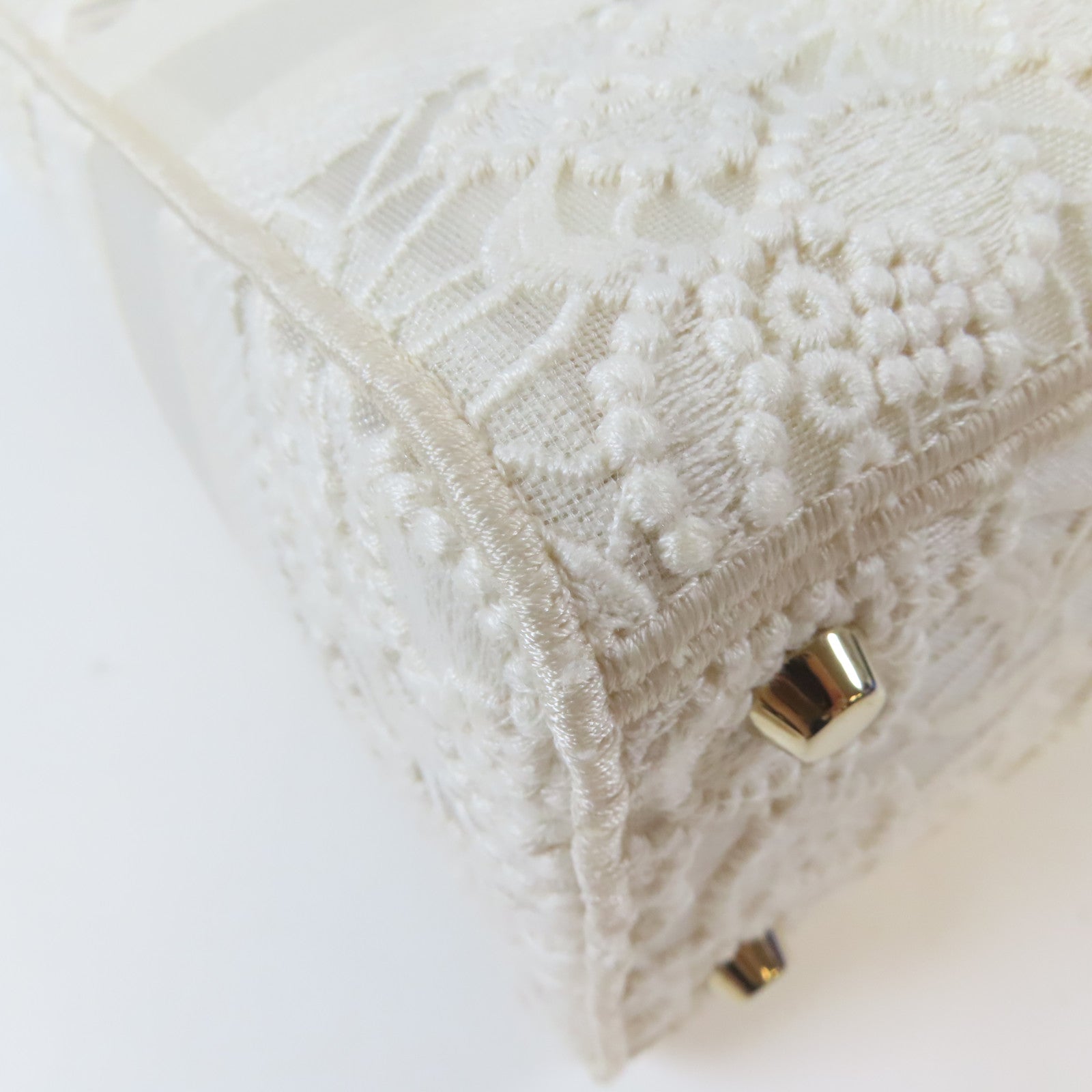 Dior 布料Lady Dior Shoulder金扣手挽肩背兩用袋白色
