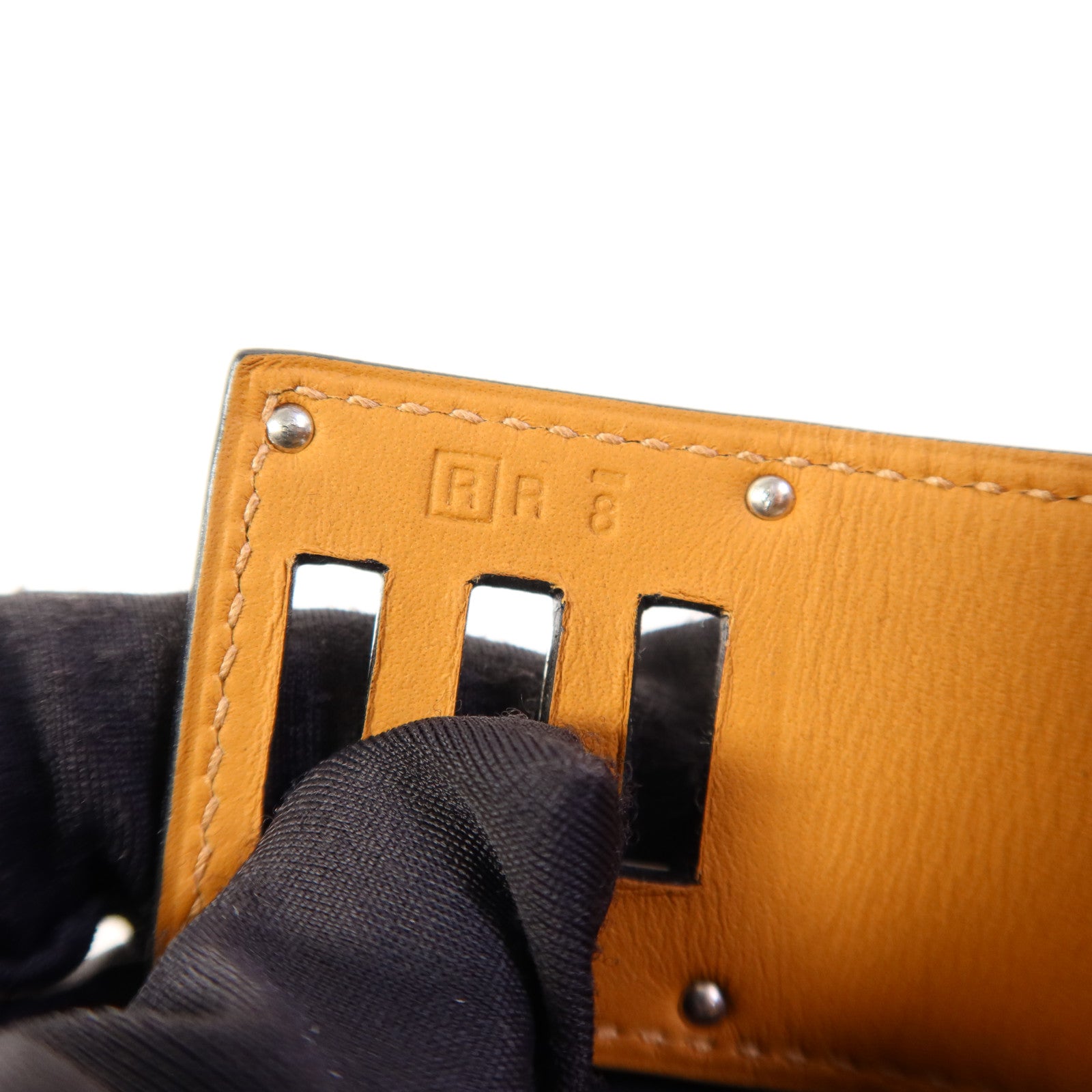 HERMES 皮革Kelly Dog銀扣手鐲