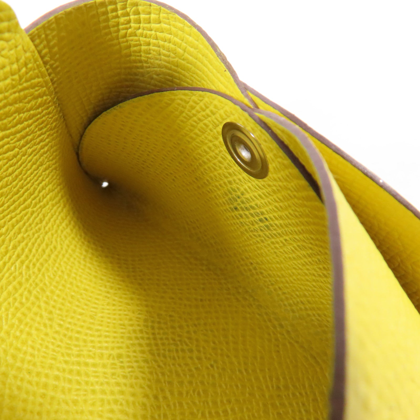 HERMES 【激減優惠】Epsom皮革Calvi Duo Compact銀扣卡片套Cumin茴香黃