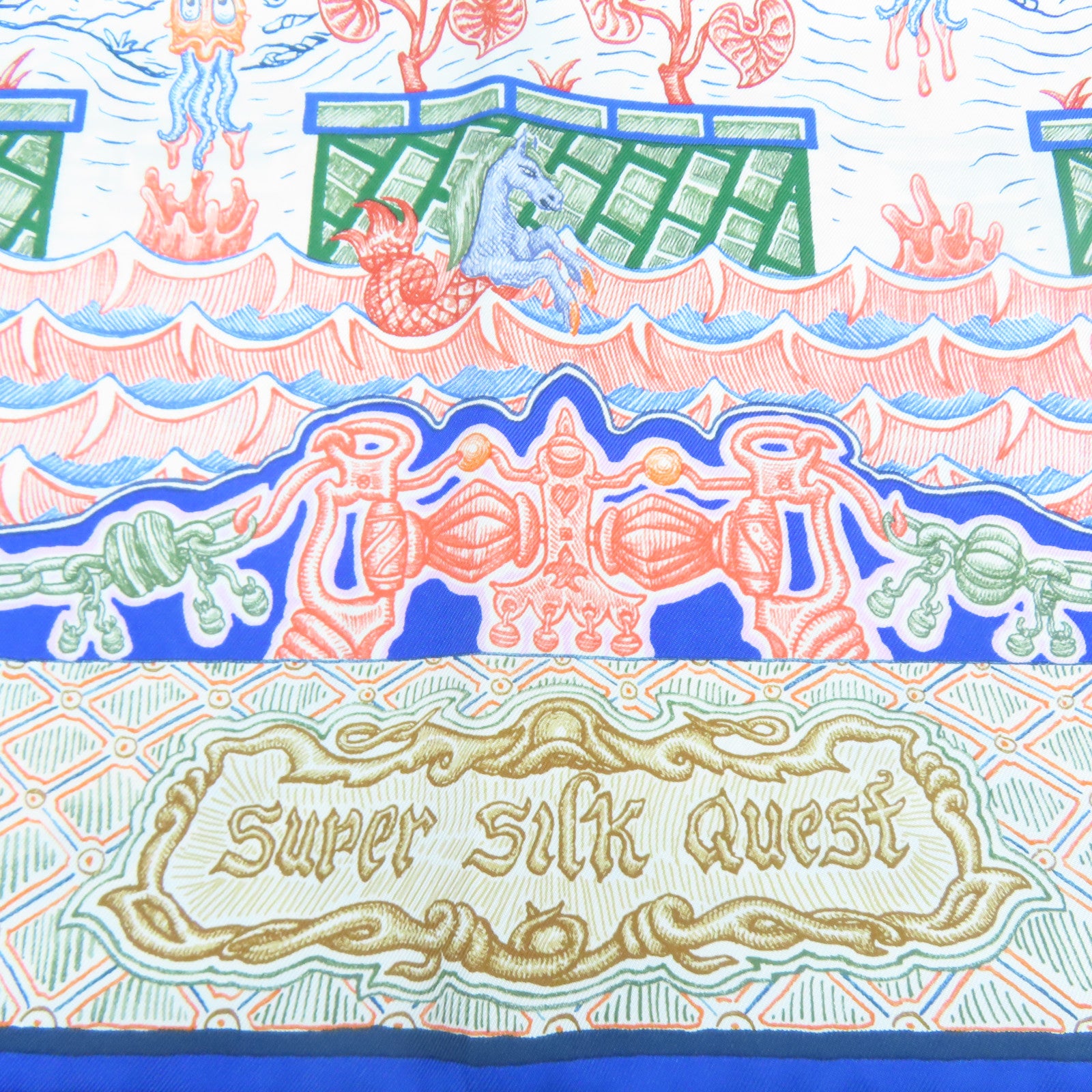HERMES 【激減優惠】絲質Scarf絲巾藍色/啡色/橙色/米色