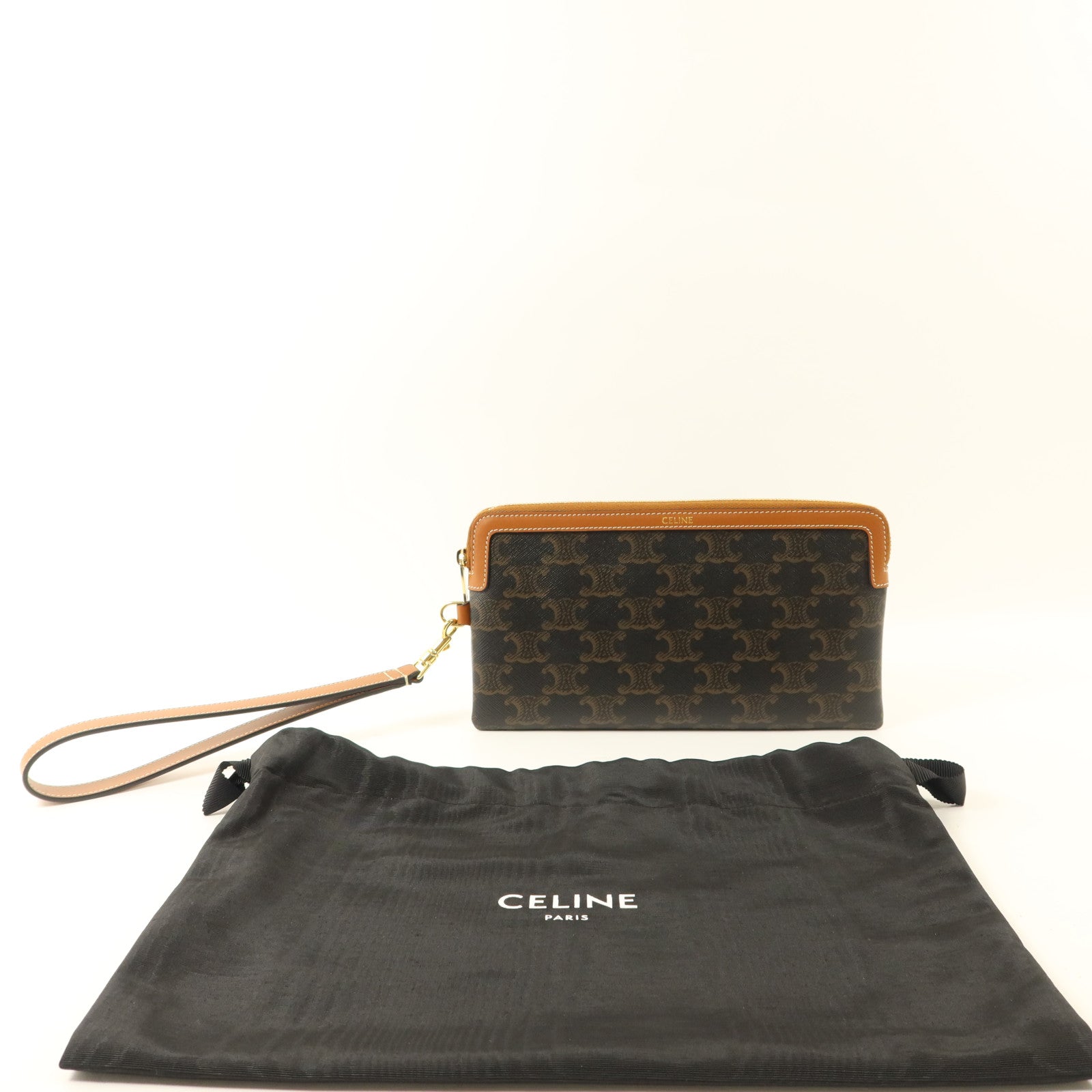 CELINE 塗層帆布Pouch金扣小袋