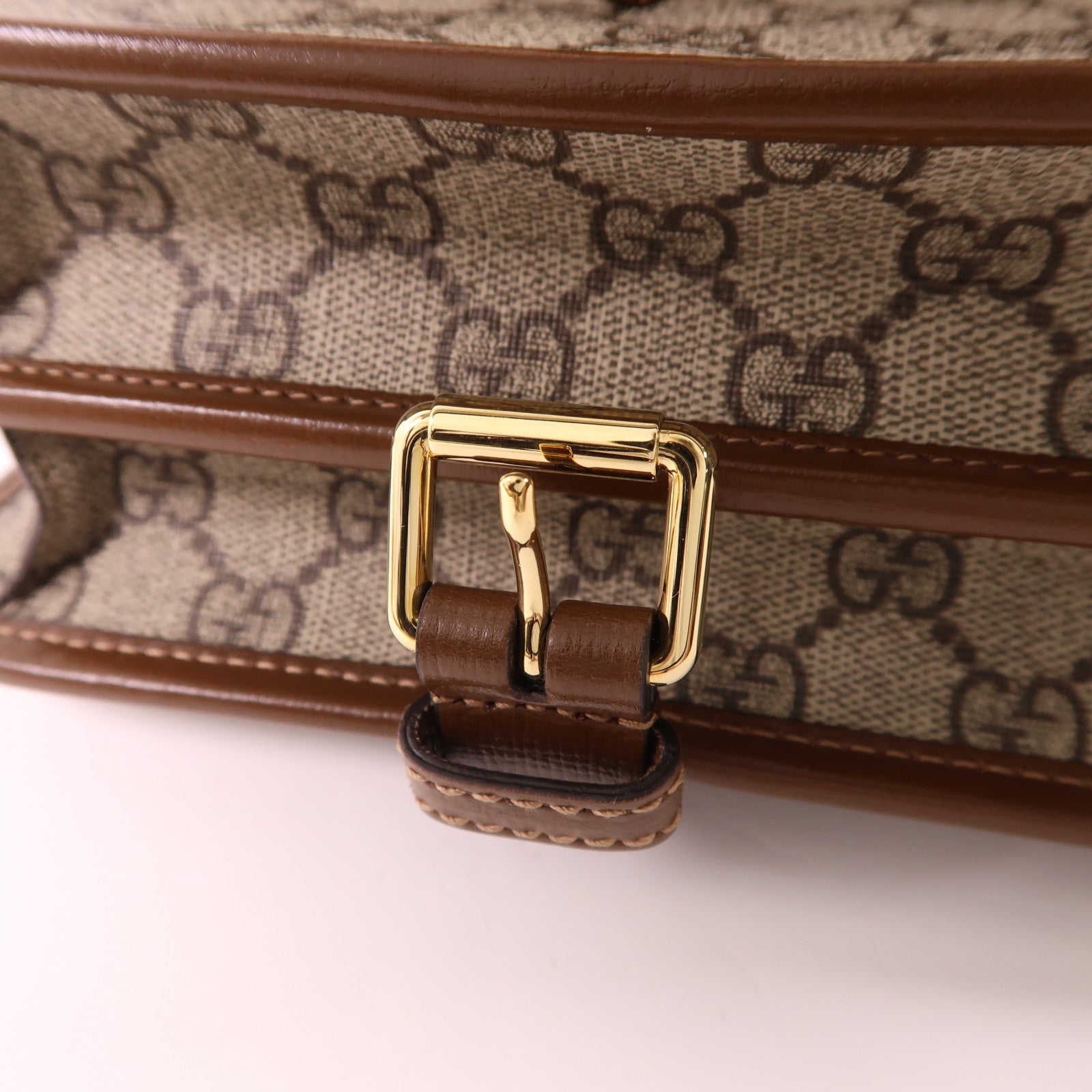 GUCCI GG GHW Shoulder Bag 67620.525040 PVC Coated Canvas Brown