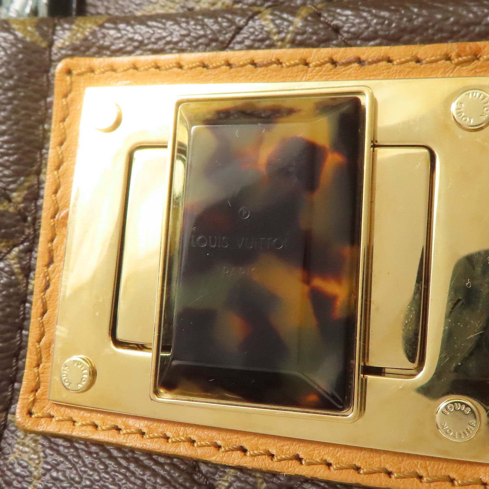 LOUIS VUITTON Monogram/鴕鳥/蛇皮皮革Etoile Exotique Limited Edition金扣手挽肩背兩用袋