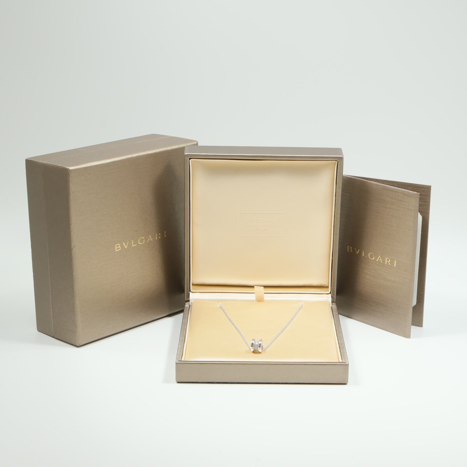 BVLGARI 18K白金B-zero1 Necklace With Pave Diamonds鑽石項鍊