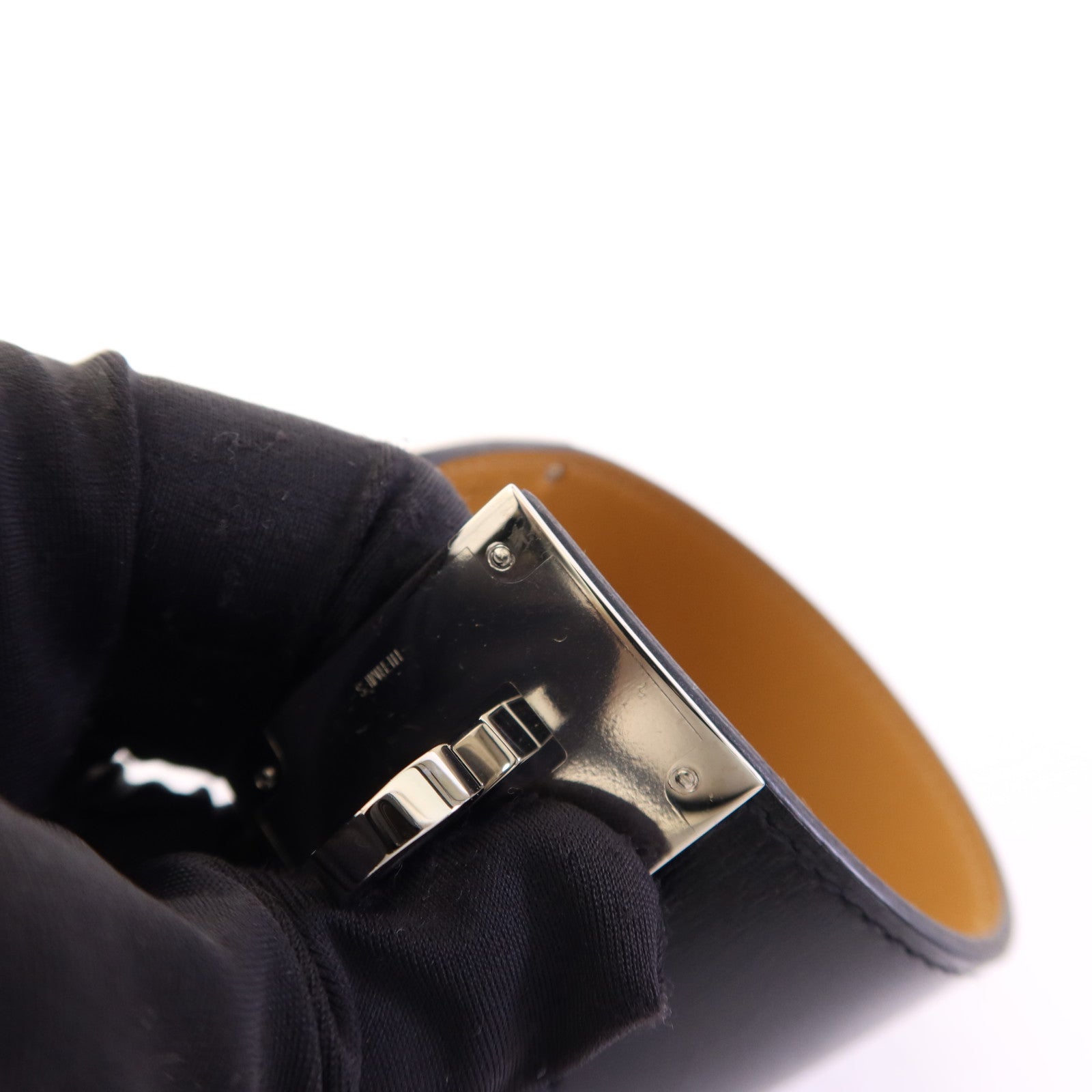 HERMES 皮革Kelly Dog銀扣手鐲