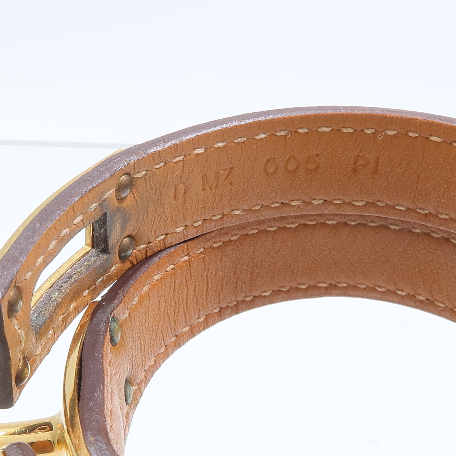 HERMES Epsom皮革/金屬Kelly Double Tour Bracelet手鏈Etoupe