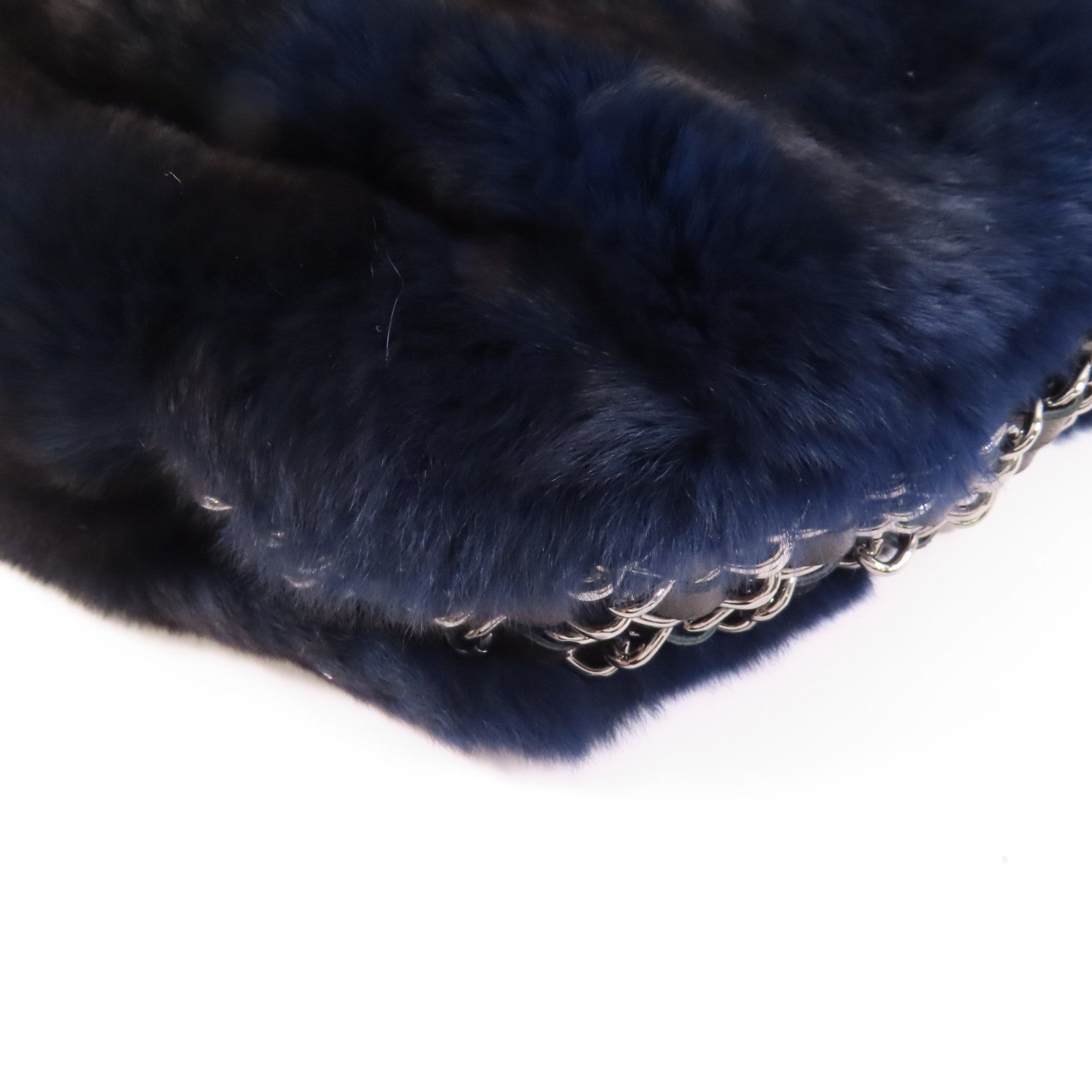 CHANEL 【激減優惠】兔毛Chain Shoulder銀扣鏈帶肩背袋