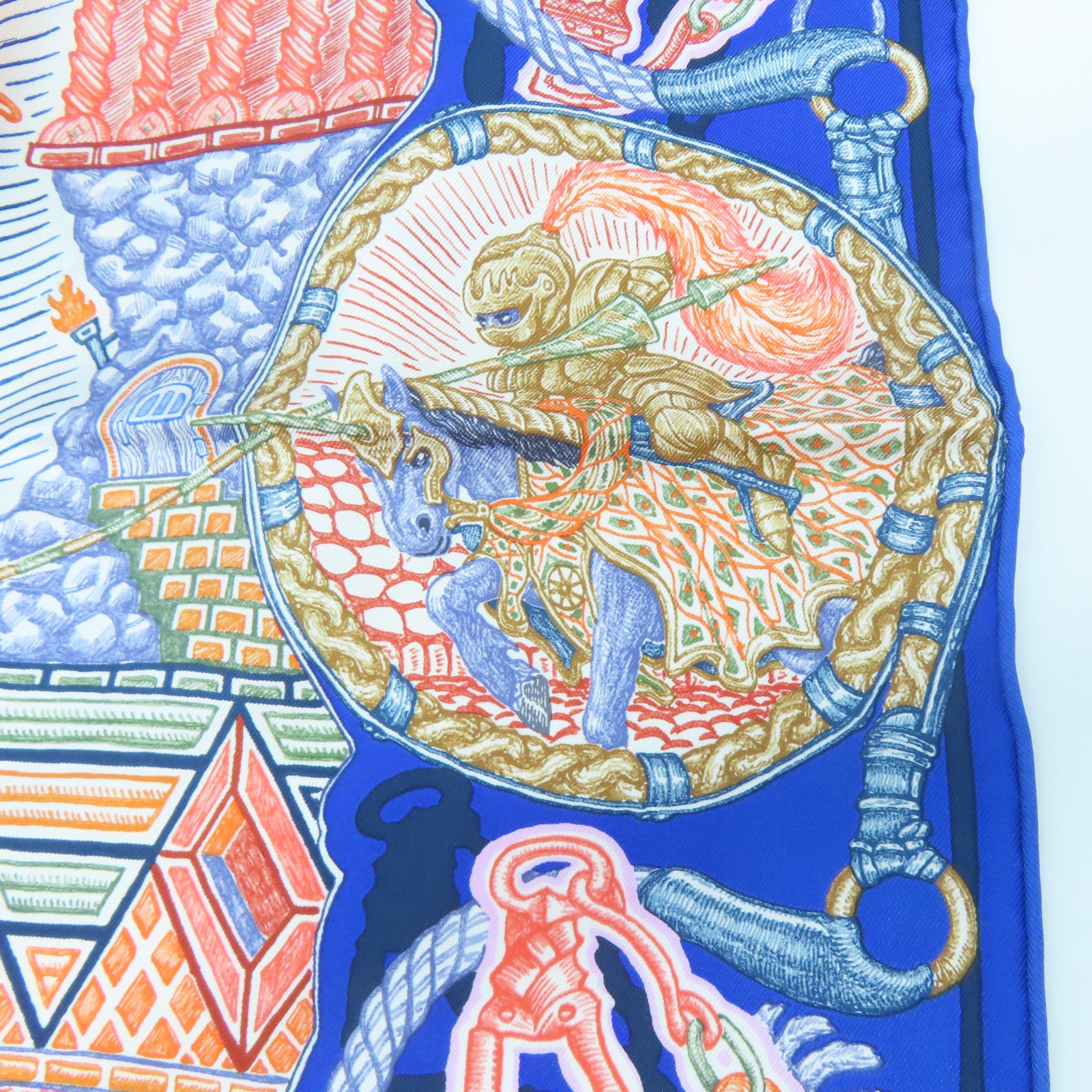 HERMES 【激減優惠】絲質Scarf絲巾藍色/啡色/橙色/米色